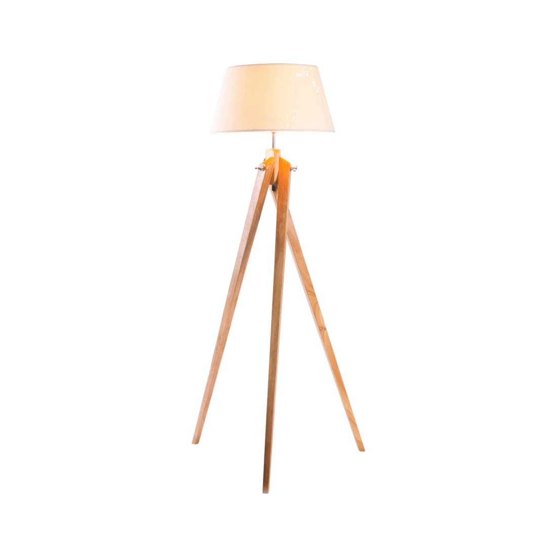 1 BR Home Tripod Floor Lamp with Linen Shade and Bamboo Base, 1 of 4