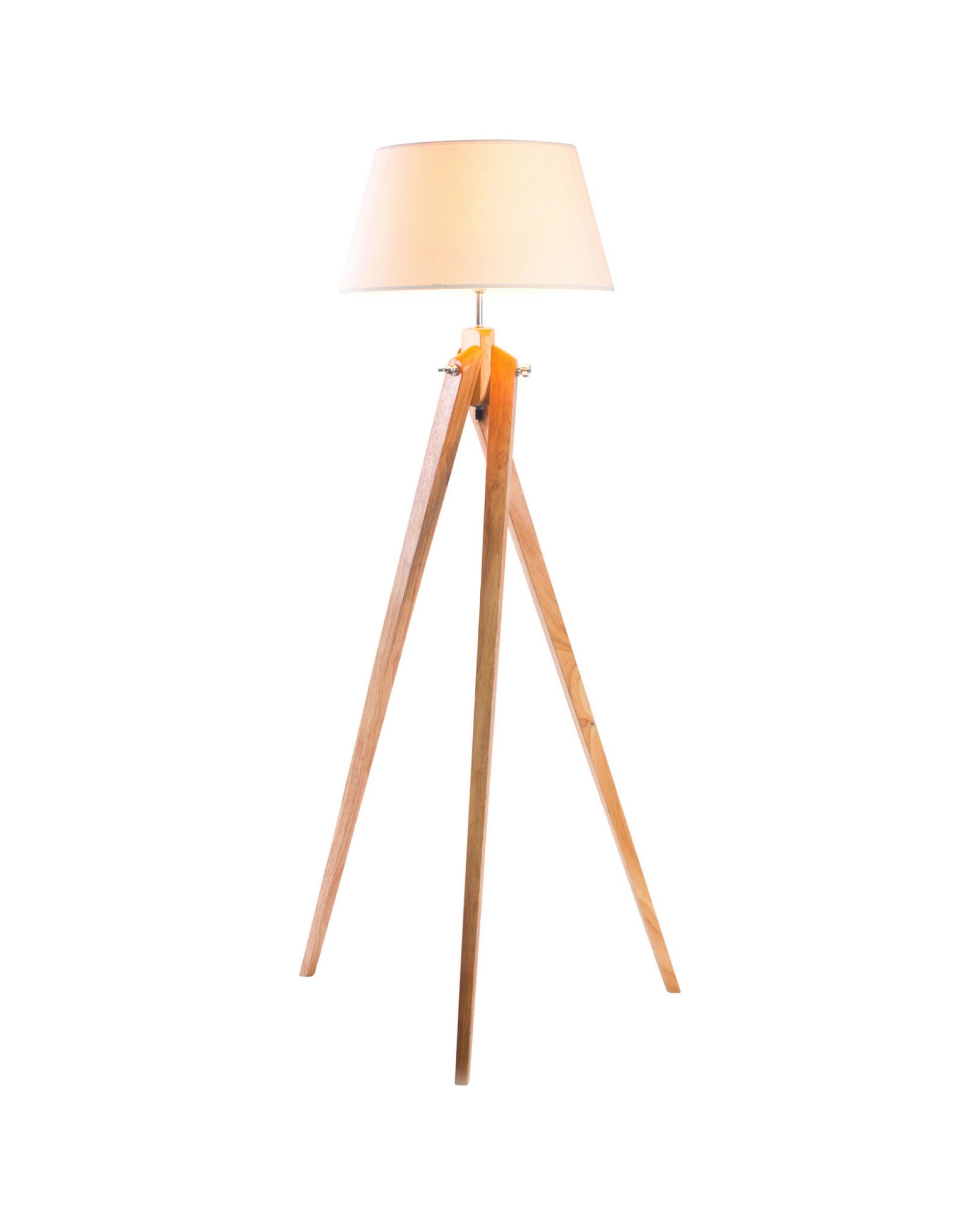 1 BR Home Tripod Floor Lamp with Linen Shade and Bamboo Base, 1 of 4