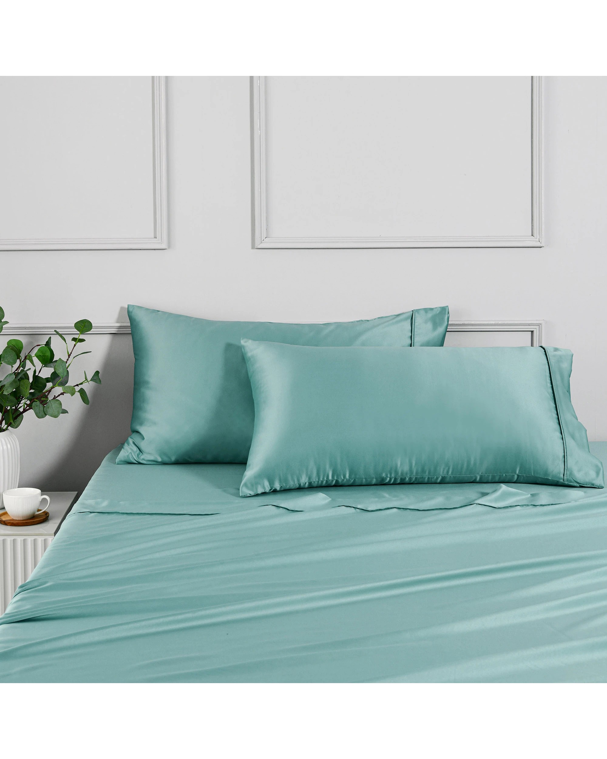 1 Dreamaker Matte Satin King Pillowcase Twin Pack - Duckegg, 1 of 6