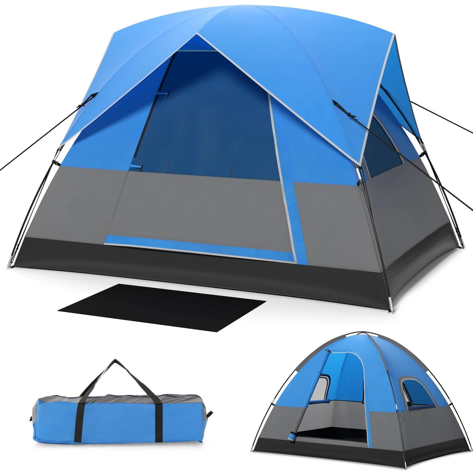 1 Costway 3-Person Outdoor Tent Waterproof Portable Double-Layer Tent Family Camping Hiking, 1 of 1