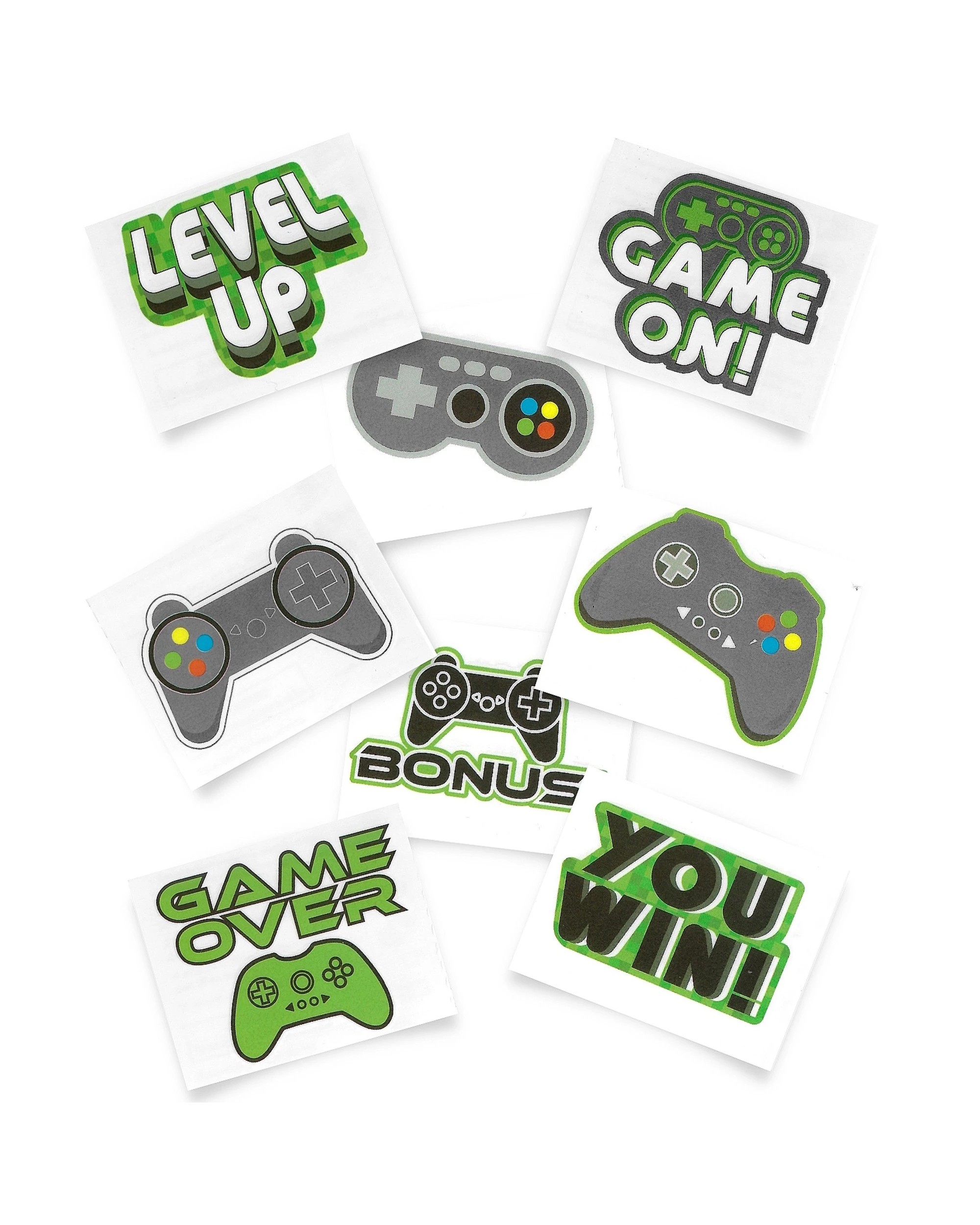 1 Amscan Level Up Tattoos Pack of 8 - Multi, 1 of 3
