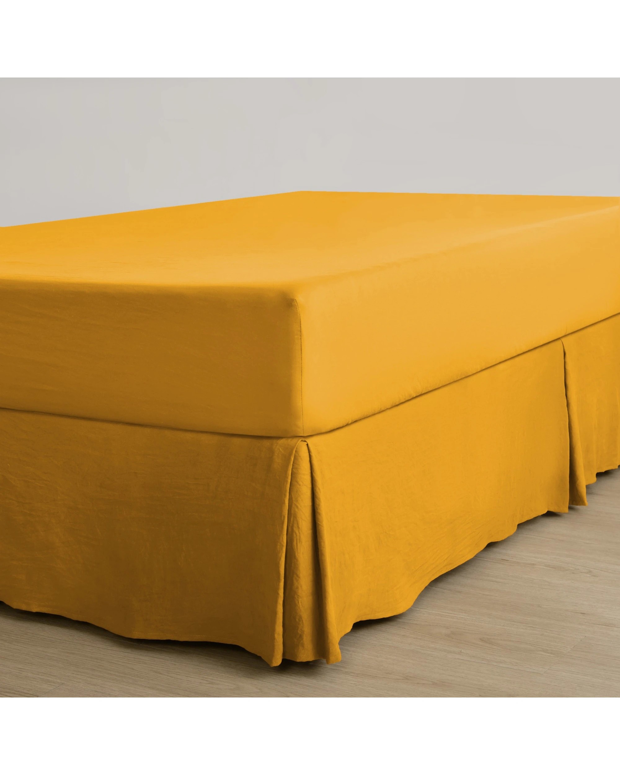 1 Dreamaker Superfine Washed Microfibre Pleated Valance - Super King Bed - Mustard, 1 of 7