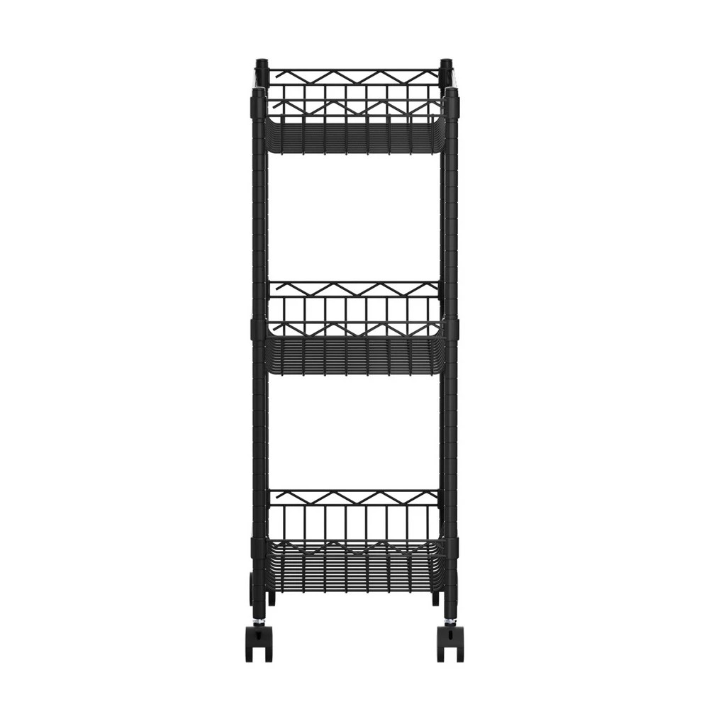 3 Artiss 3-Tier Shelving Unit Adjustable Garage Storage Kitchen Rack With Wheels - Black, 3 of 3