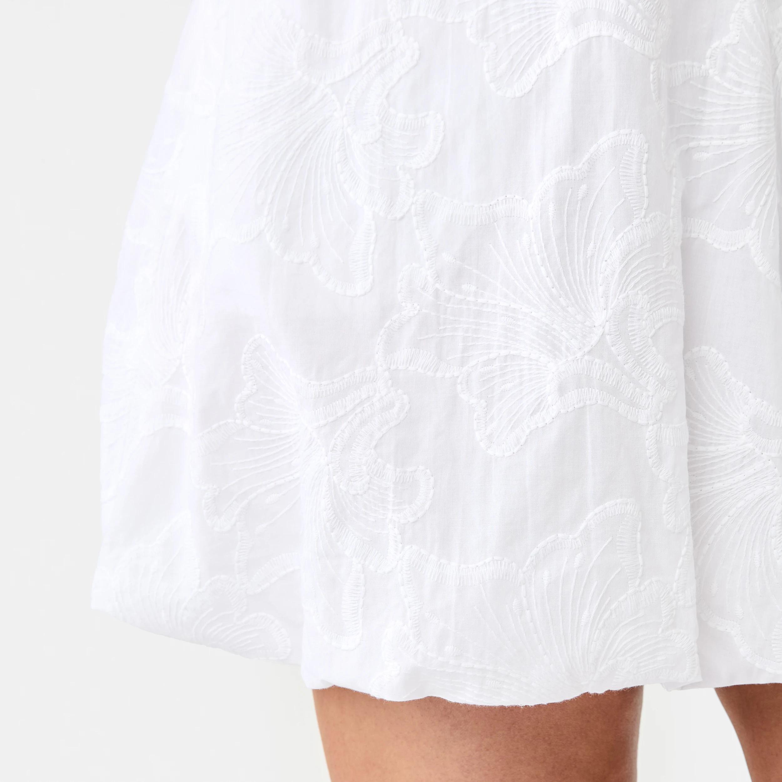 9 Short Sleeve Broderie Puff Sleeve Mini Dress White, 9 of 10