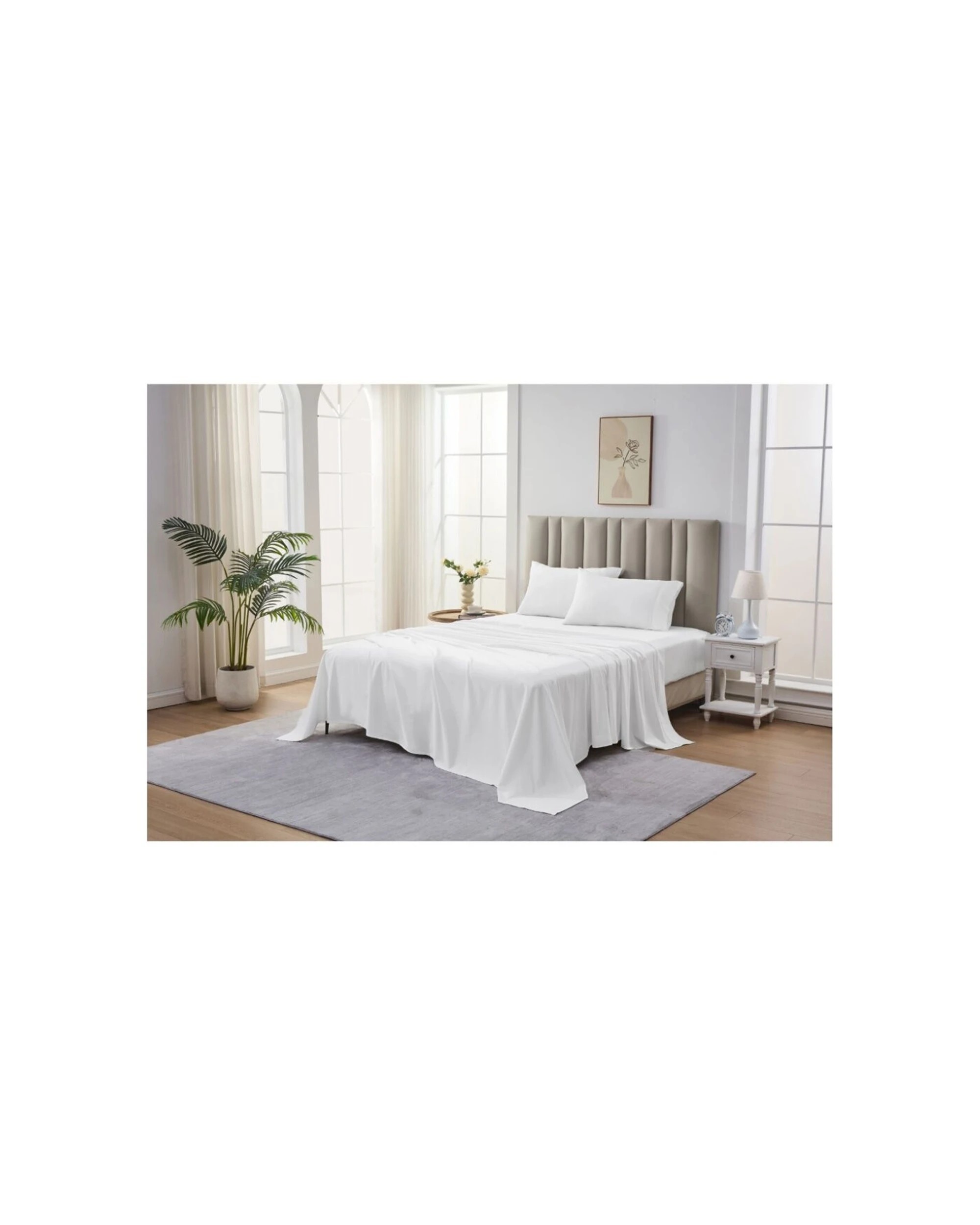 2 Grosvenor House 500TC Egyptian Cotton Flat Bed Bedding Sheet - Single Bed - White, 2 of 4