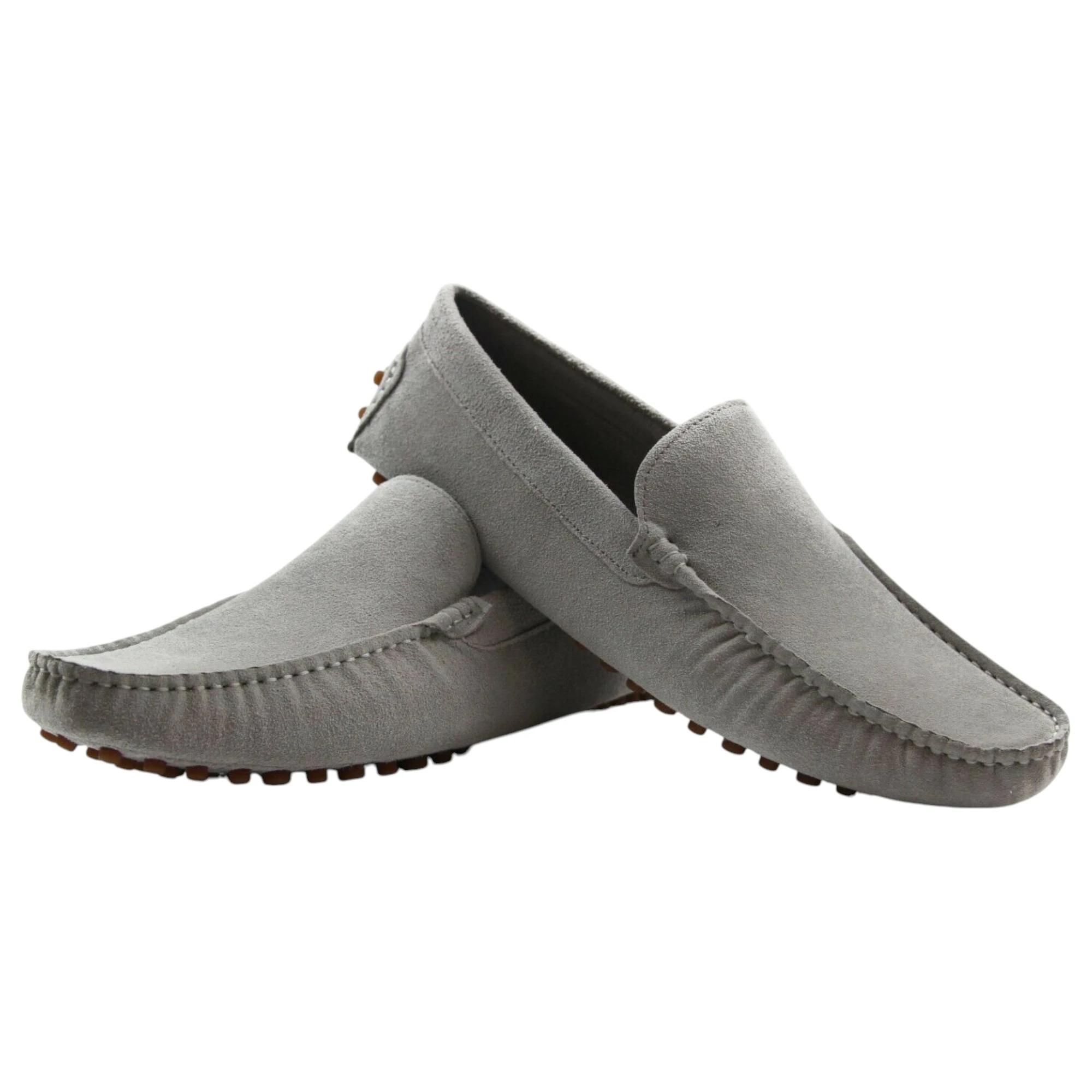 3 Zasel Mens Summer Boat Shoes Suede Casual Slip On Deck Grip Loafers LIGHT GREY, 3 of 3