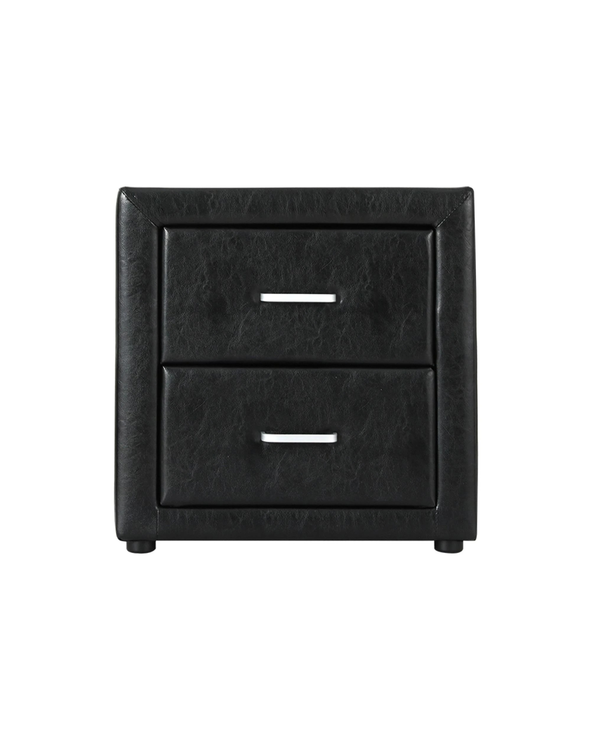 3 Artiss Bedside Table 2 Drawers Side Table Leather - Black, 3 of 10
