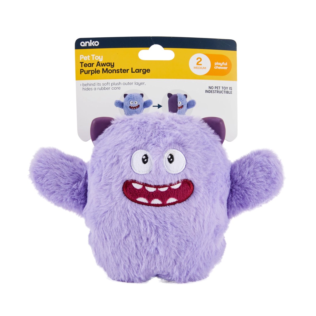 4 Pet Toy Tear Away Monster - Large, Purple, 4 of 4