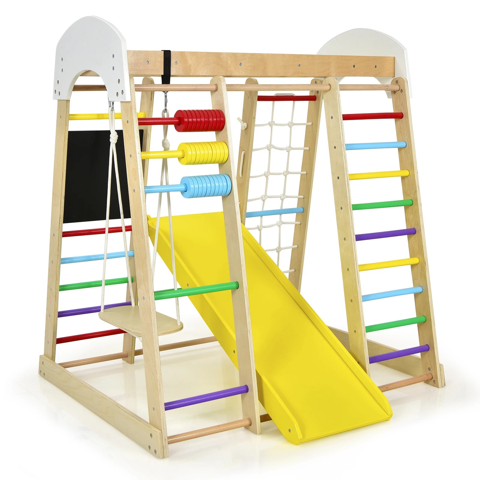 1 Costway Climb Playset 8-IN-1 Climbing Frame Swing Slide Set - Multi, 1 of 1