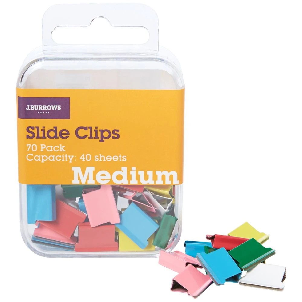 1 J.Burrows Slide Clips Refills Medium Assorted  70 Pack, 1 of 3
