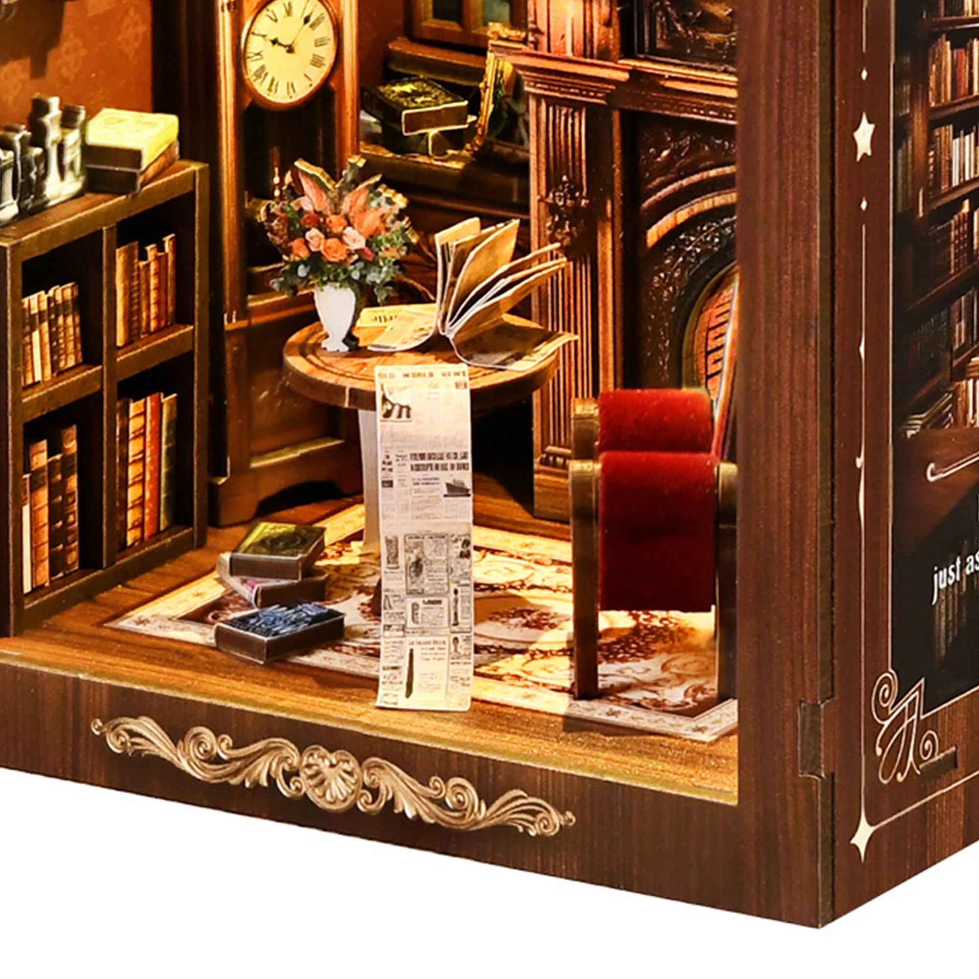 6 Bo Peep Book Nook Kit For Adults Miniature Bookstore Model with Warm LED Walnut, 6 of 8