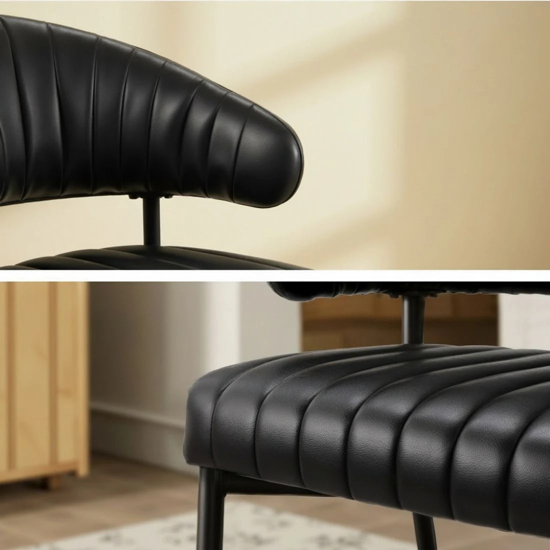 4 Artiss Dining Chairs Set of 4 Leather Hollow Armchair - Black, 4 of 5