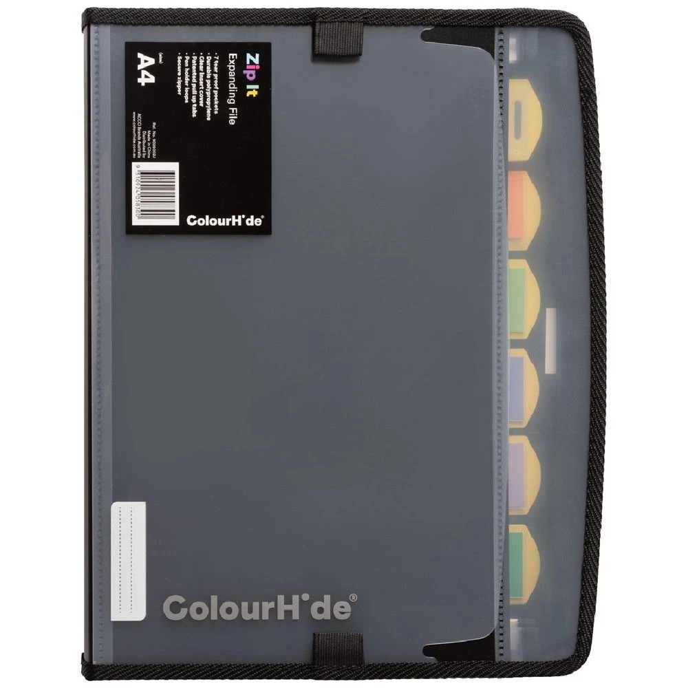 1 Colourhide Zip It Expanding File Black, 1 of 4