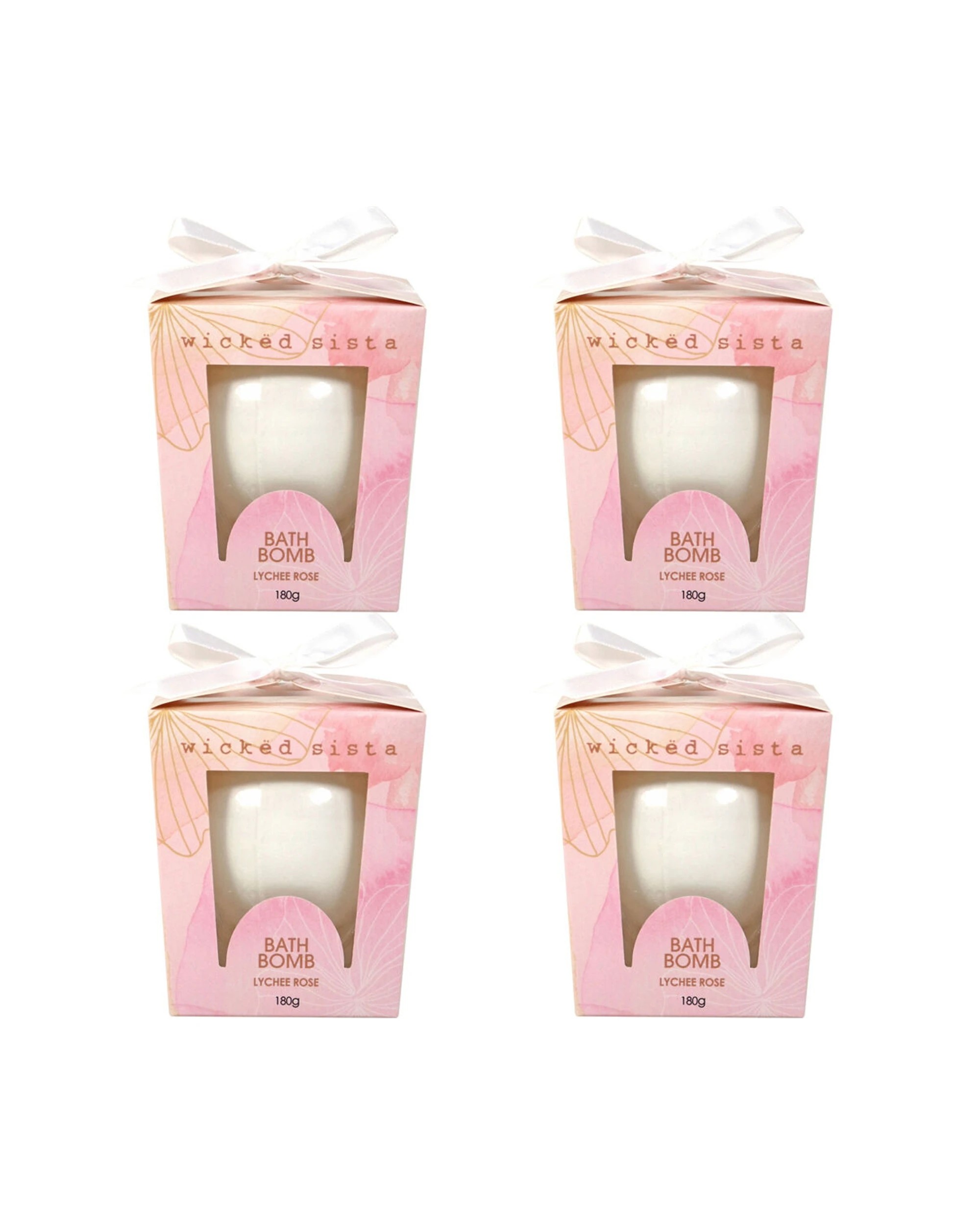 1 Wicked Sista 4PK Aromatherapy Bath Bomb Lychee Rose Fragrance 180g - Multi, 1 of 2