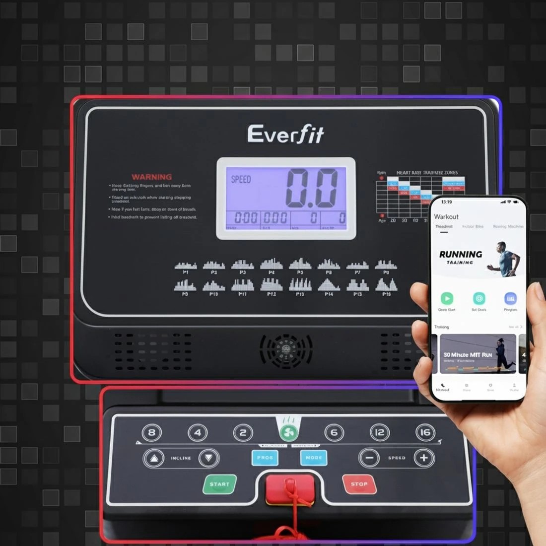 5 Everfit Treadmill Electric Home Gym Fitness Exercise Machine w/ Sit Up Bar 450mm - Black, 5 of 6