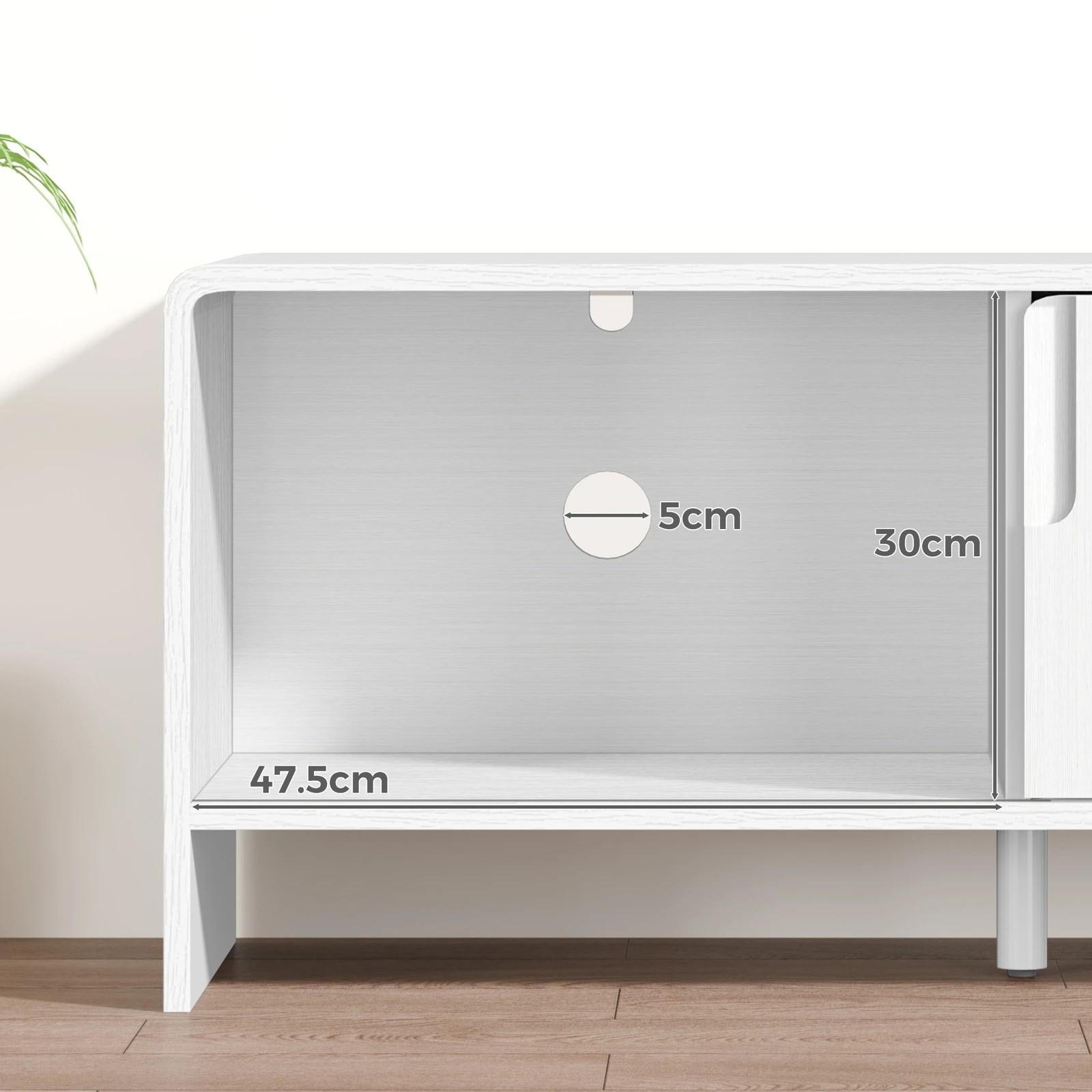 4 Alfordson Entertainment Unit TV Cabinet Stand 150cm Storage Sliding Doors Shelf - White, 4 of 4