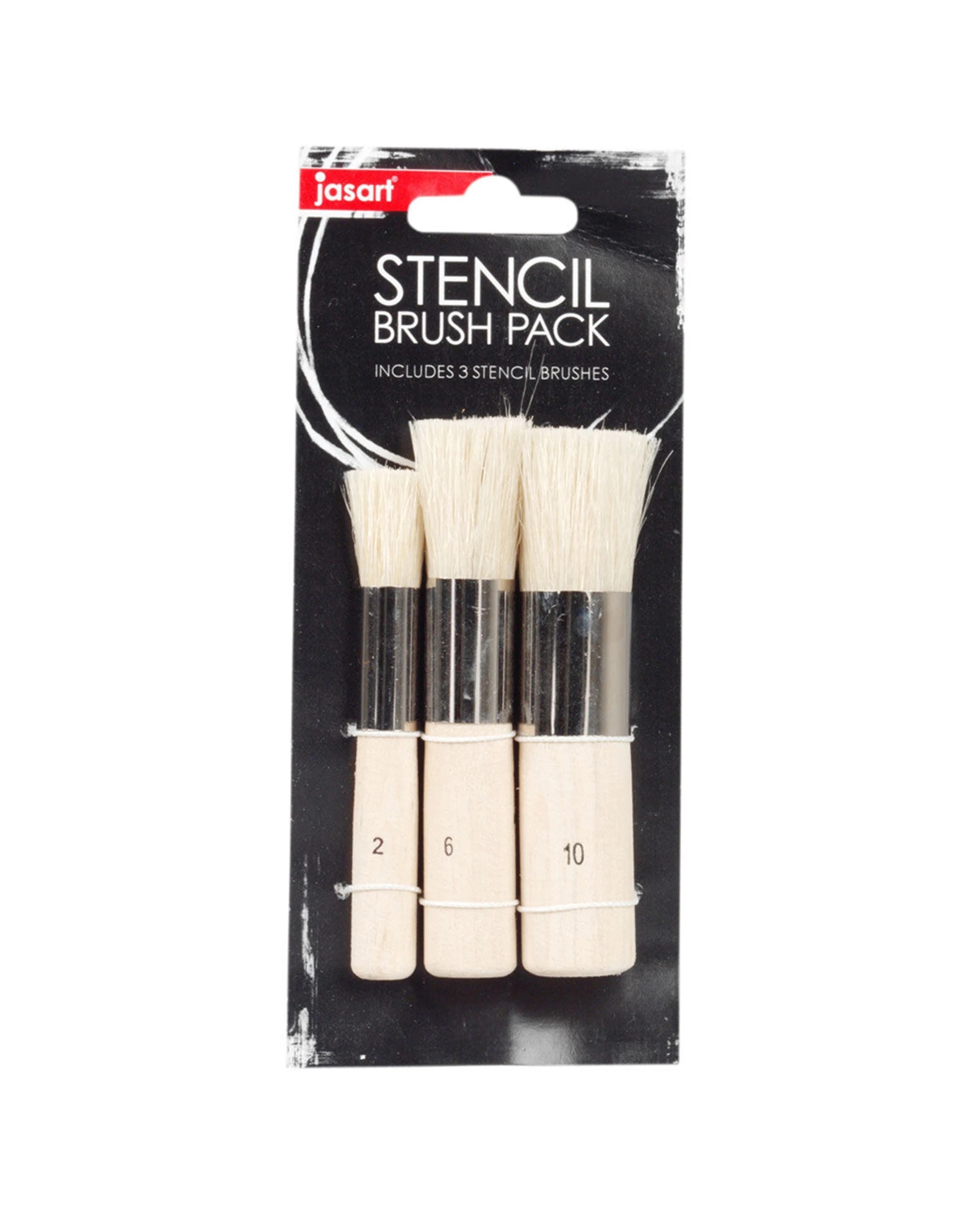1 Jasart 3pc Stencil Hog Bristle Short Stubby Brush Sizes 2 6 10 - Black, 1 of 1