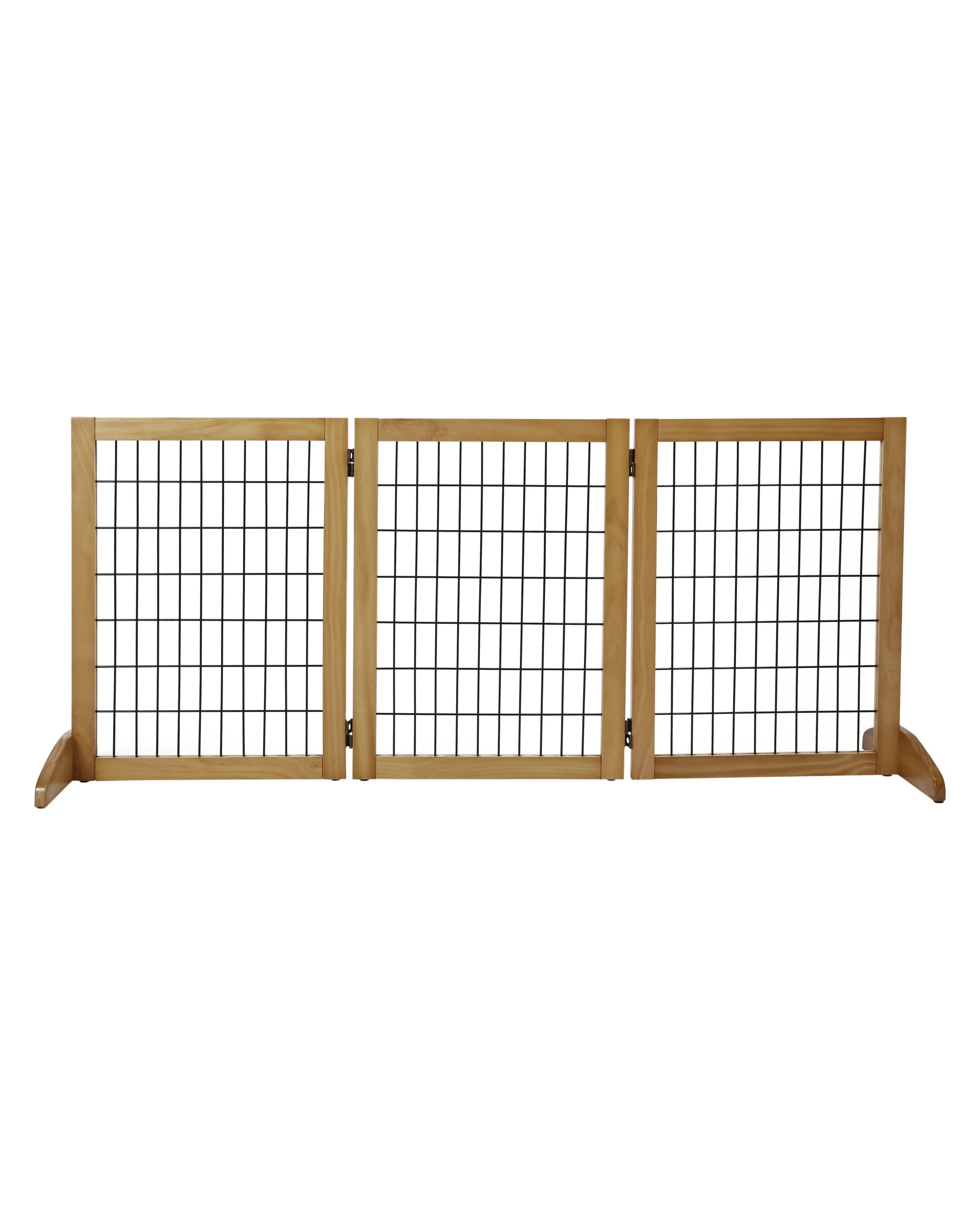 5 Charlie's Nature Freestanding Wood/Metal Pet Gate Natural Pinewood 3 Panel - Natural and Black, 5 of 5