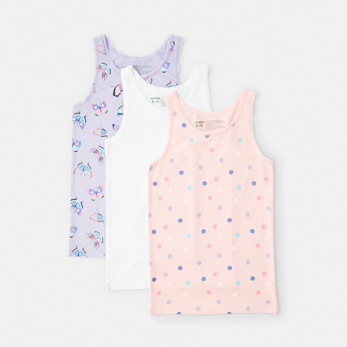 1 3 Pack Super Soft Singlets Butterfly, 1 of 9