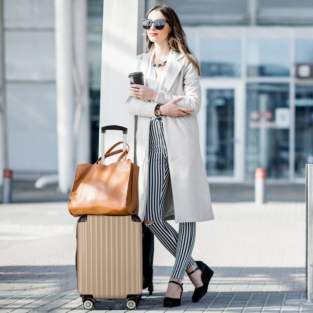 3 Milano Décor Premium 3pc ABS Luggage Suitcase Luxury Hard Case Shockproof Travel Set - Gold, 3 of 4