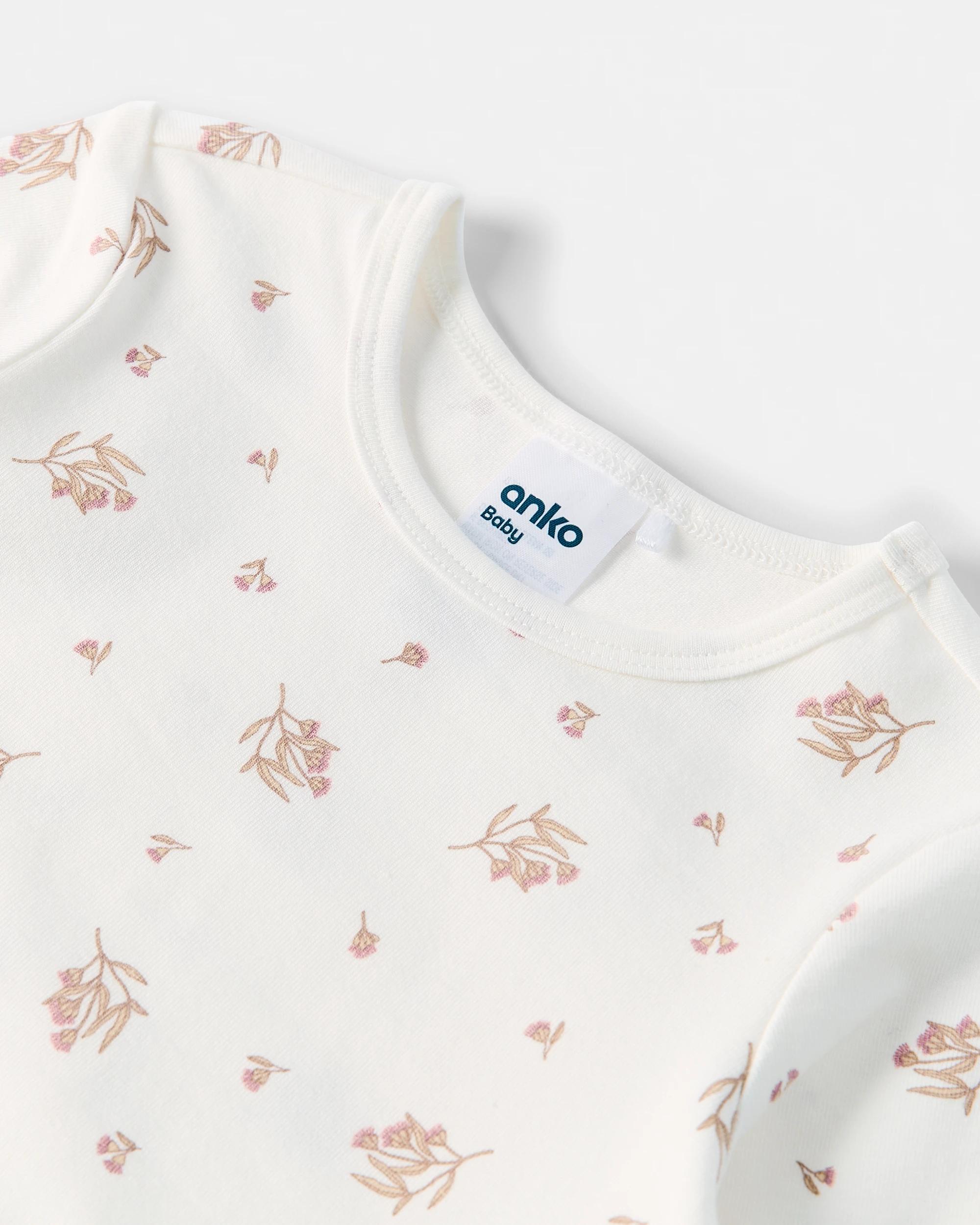 6 3 Pack Cotton Long Sleeve Bodysuits Pink Flrl, 6 of 8