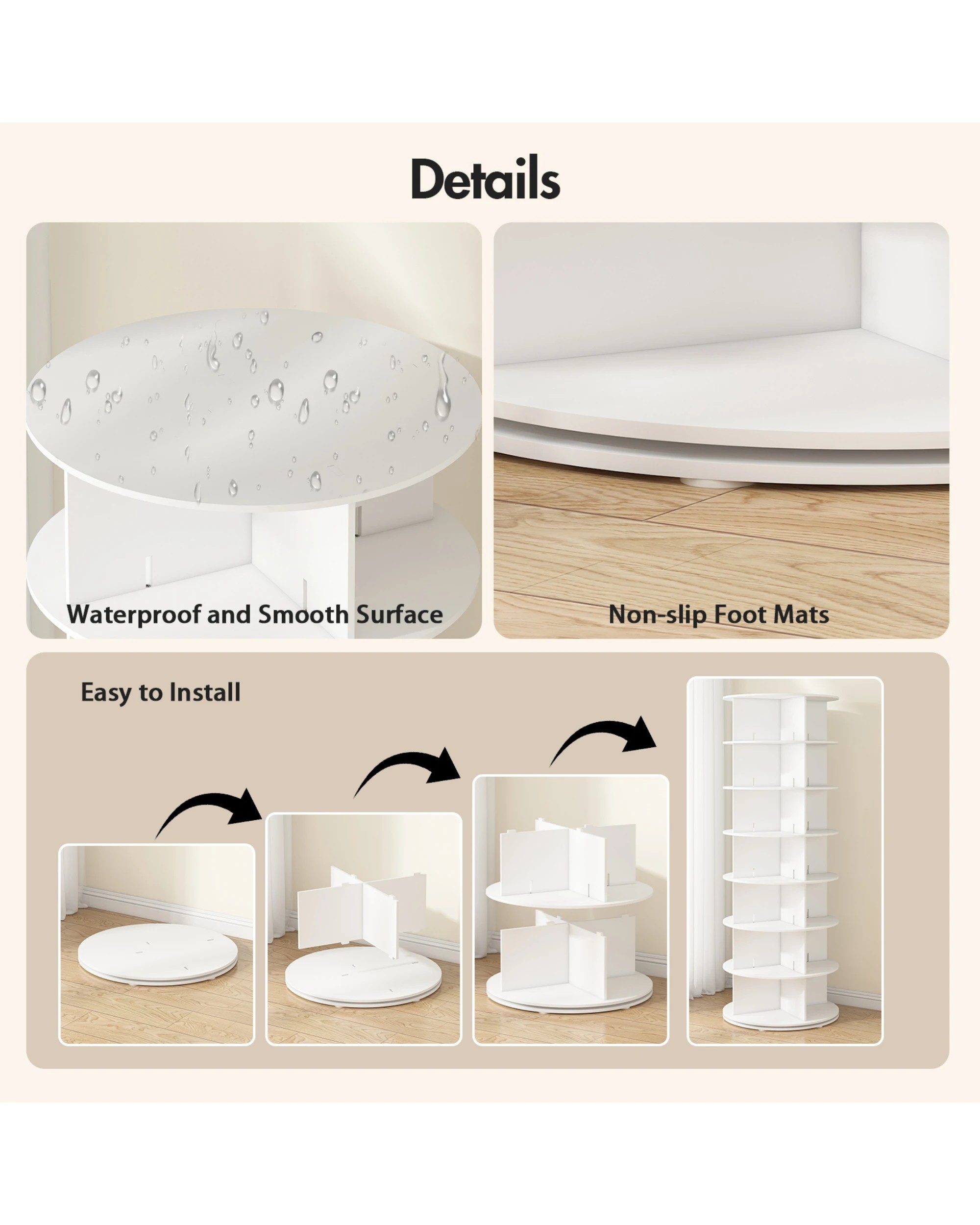 9 Advwin 7 Tier Rotating Shoe Rack Tower 360° Revolving Shoe Display Rack, 9 of 10