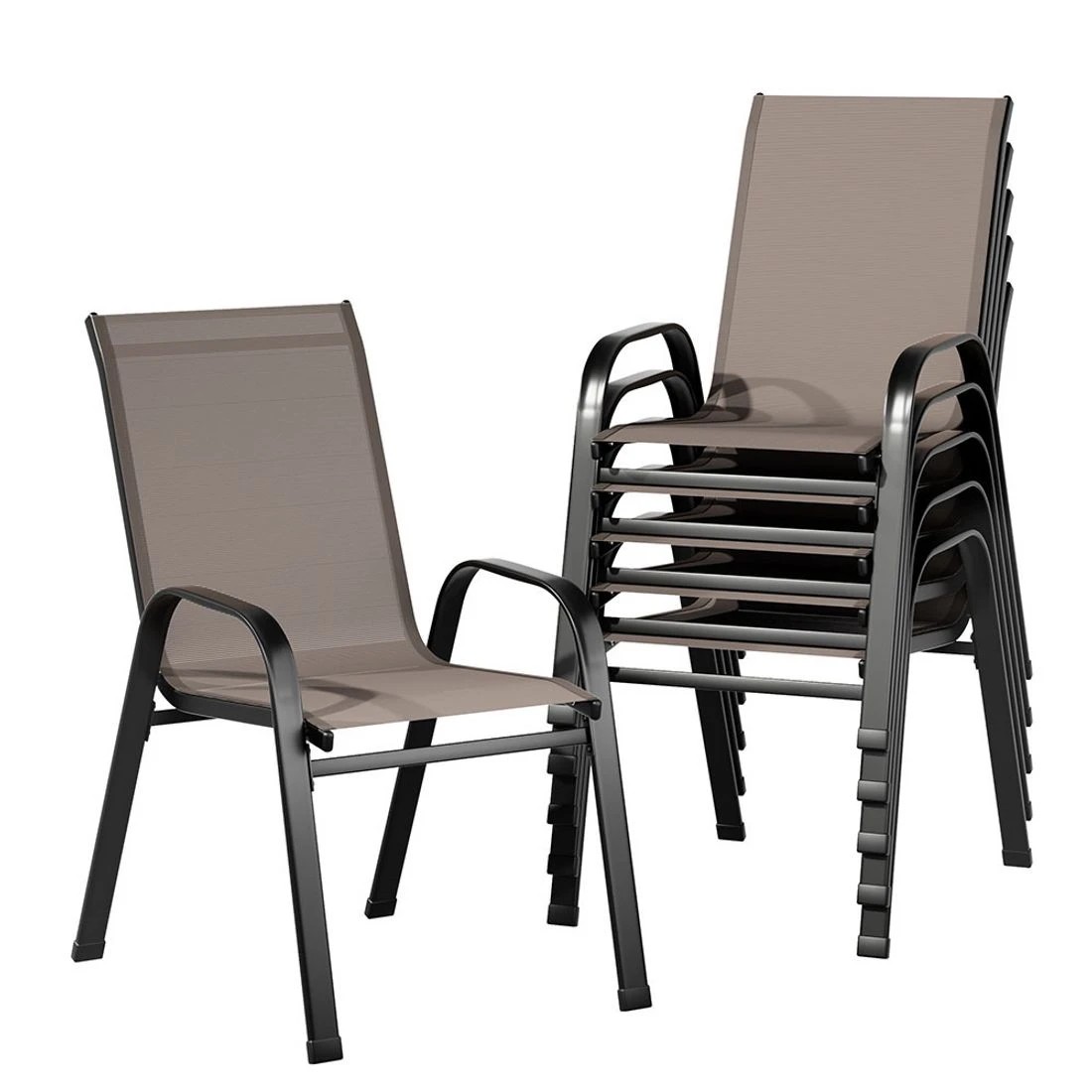 1 Gardeon 6PC Outdoor Dining Chairs Stackable Lounge Chair Patio Furniture - Brown, 1 of 6