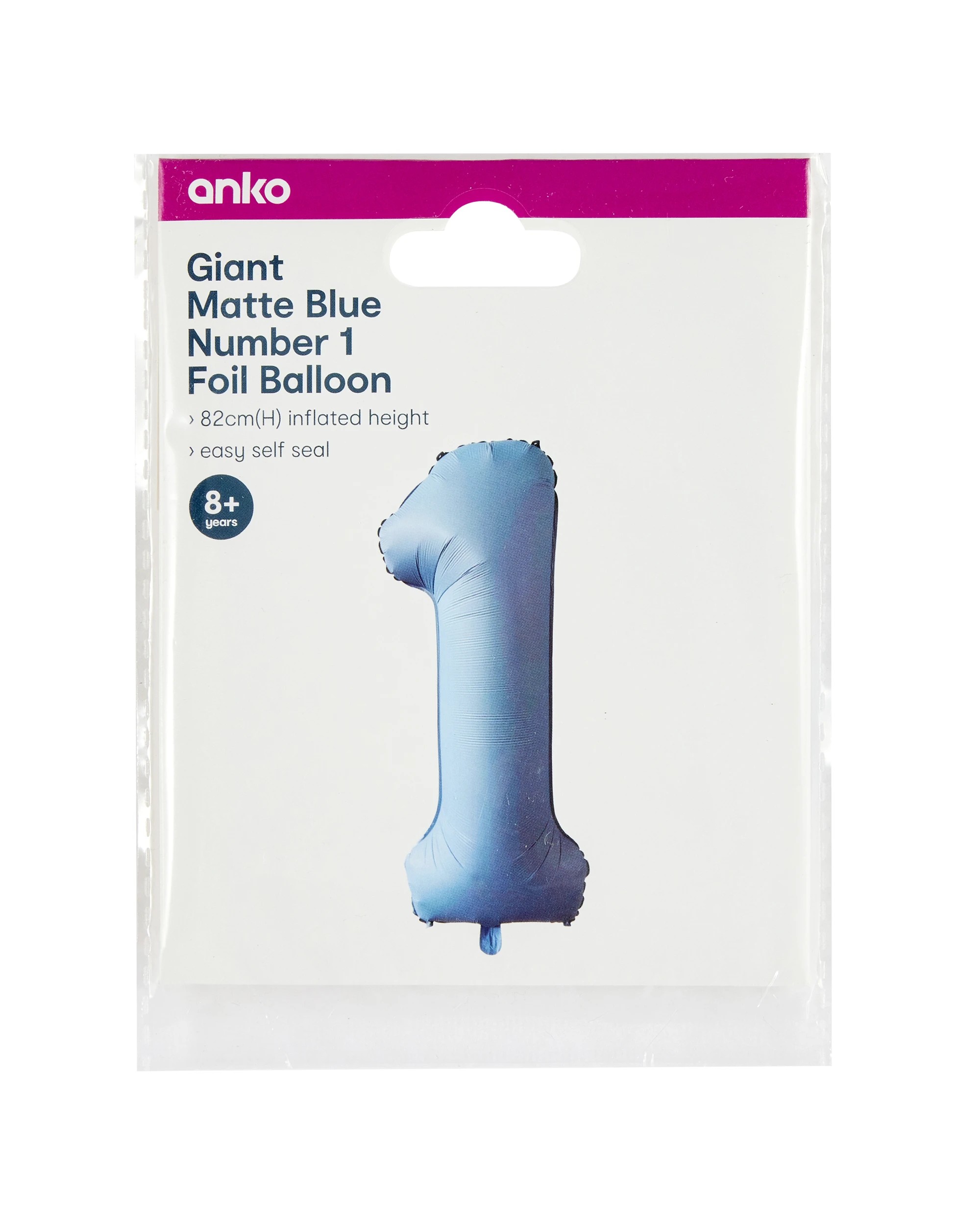 5 Giant Matte Blue Number 1 Foil Balloon, 5 of 5