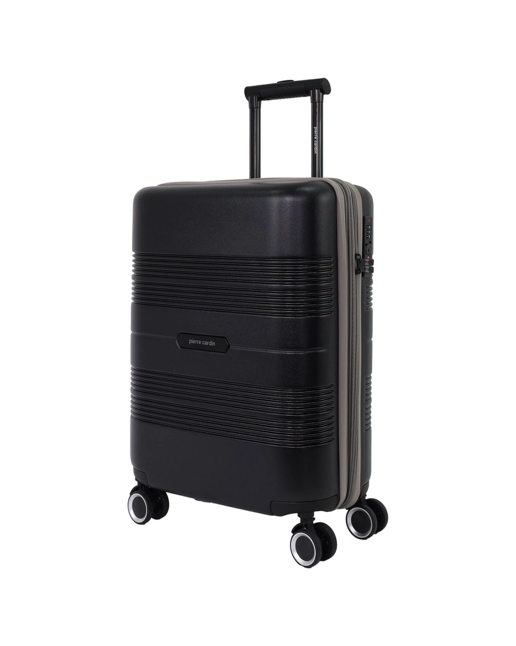 2 Pierre Cardin 3pc Travel Hard Shell Case CABIN/MED/LRG Suitcase Set Luggage - Black, 2 of 6