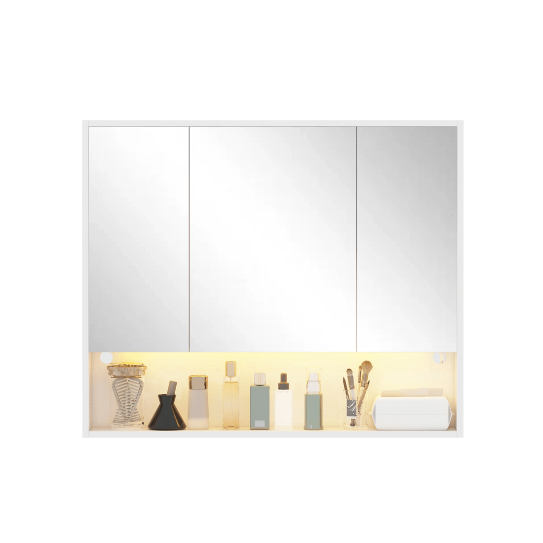4 Advwin 90 cm LED Bathroom Mirror Cabinet Wall Mounted Cupboard Storage w/ 3 Doors Shaving Cabinets, 4 of 8