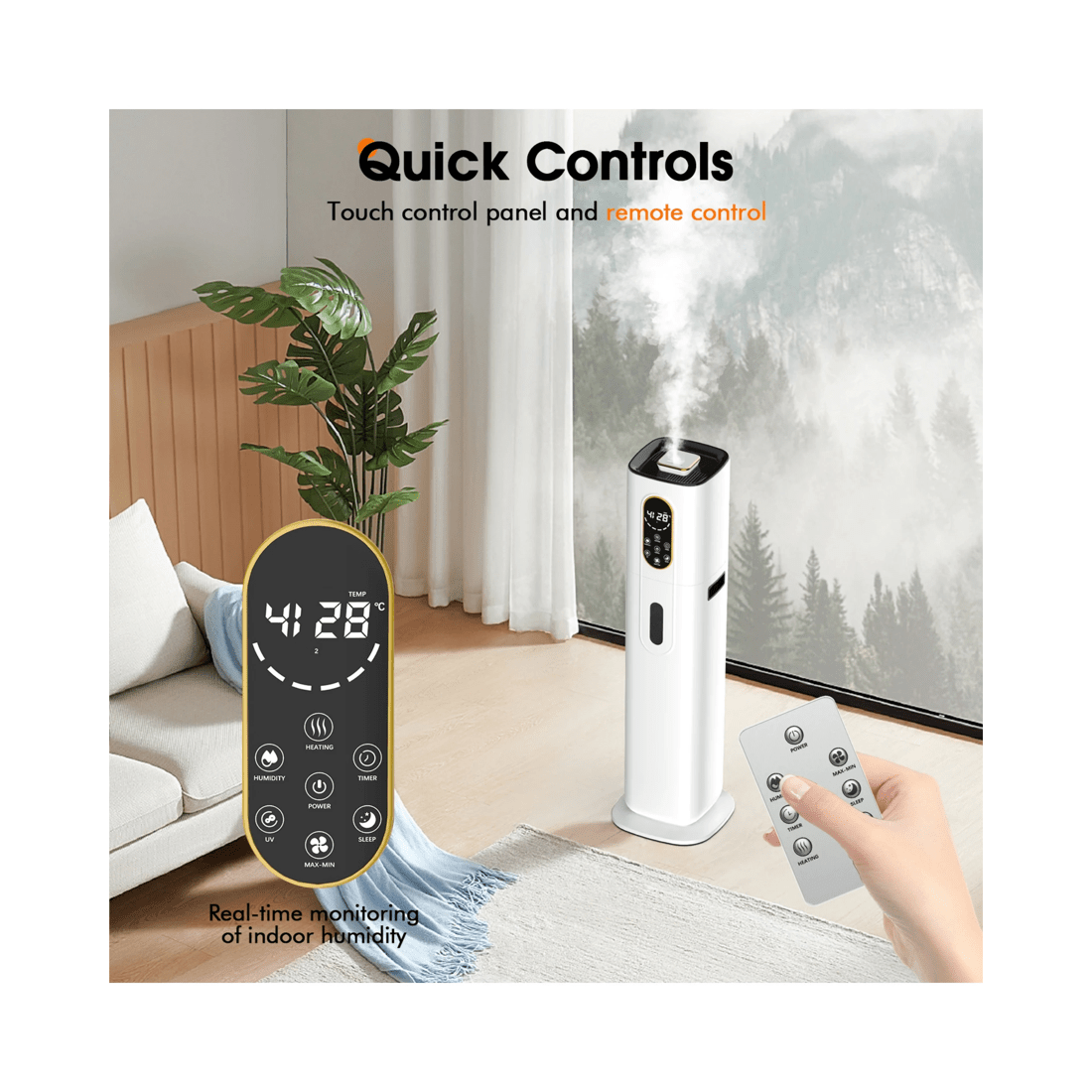 5 Advwin 10l Ultrasonic Large Humidifier Whole House, Cool & Warm Mist Humidifier For Office Workshop, Greenhouse, 5 of 8