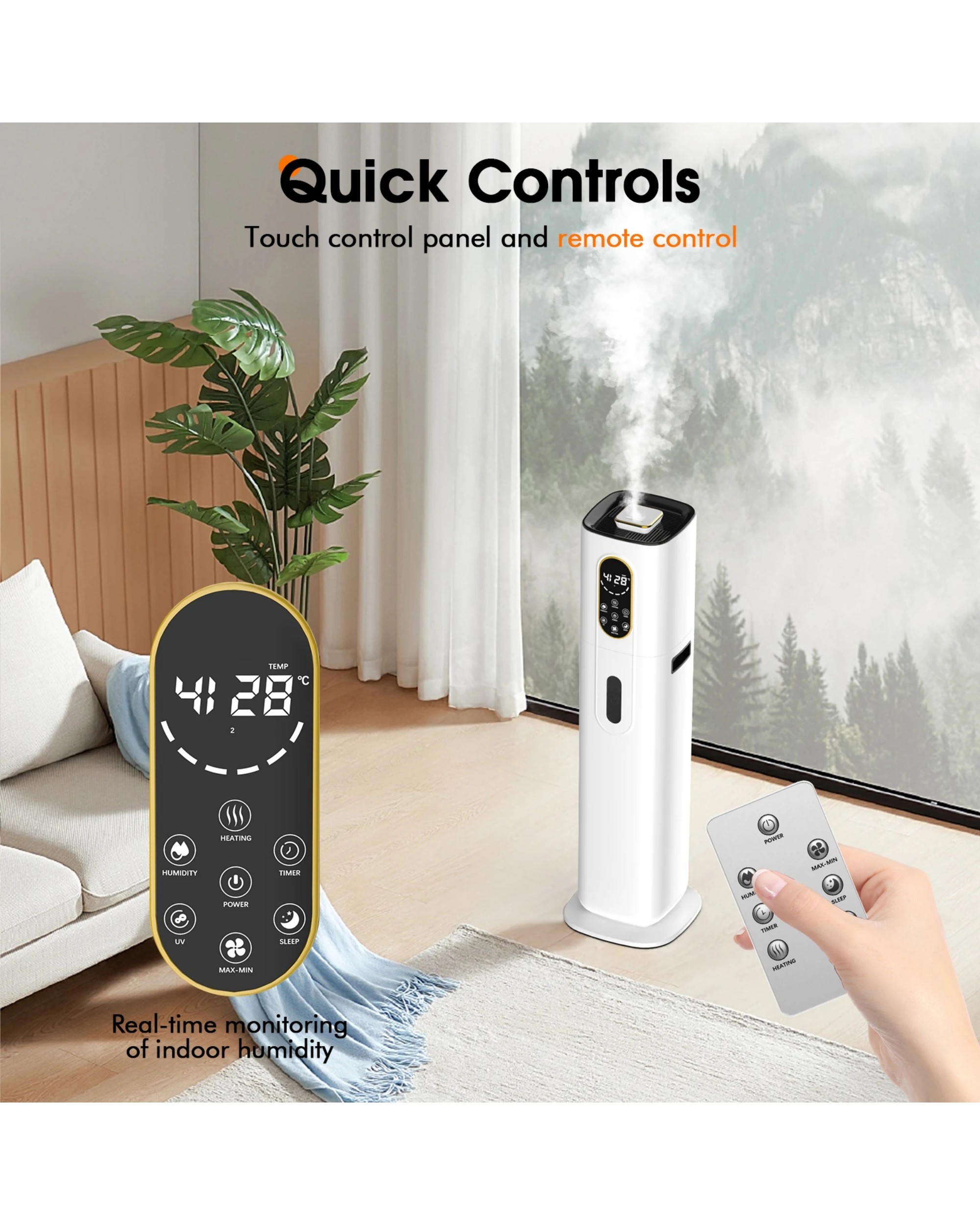 5 Advwin 10l Ultrasonic Large Humidifier Whole House, Cool & Warm Mist Humidifier For Office Workshop, Greenhouse, 5 of 8