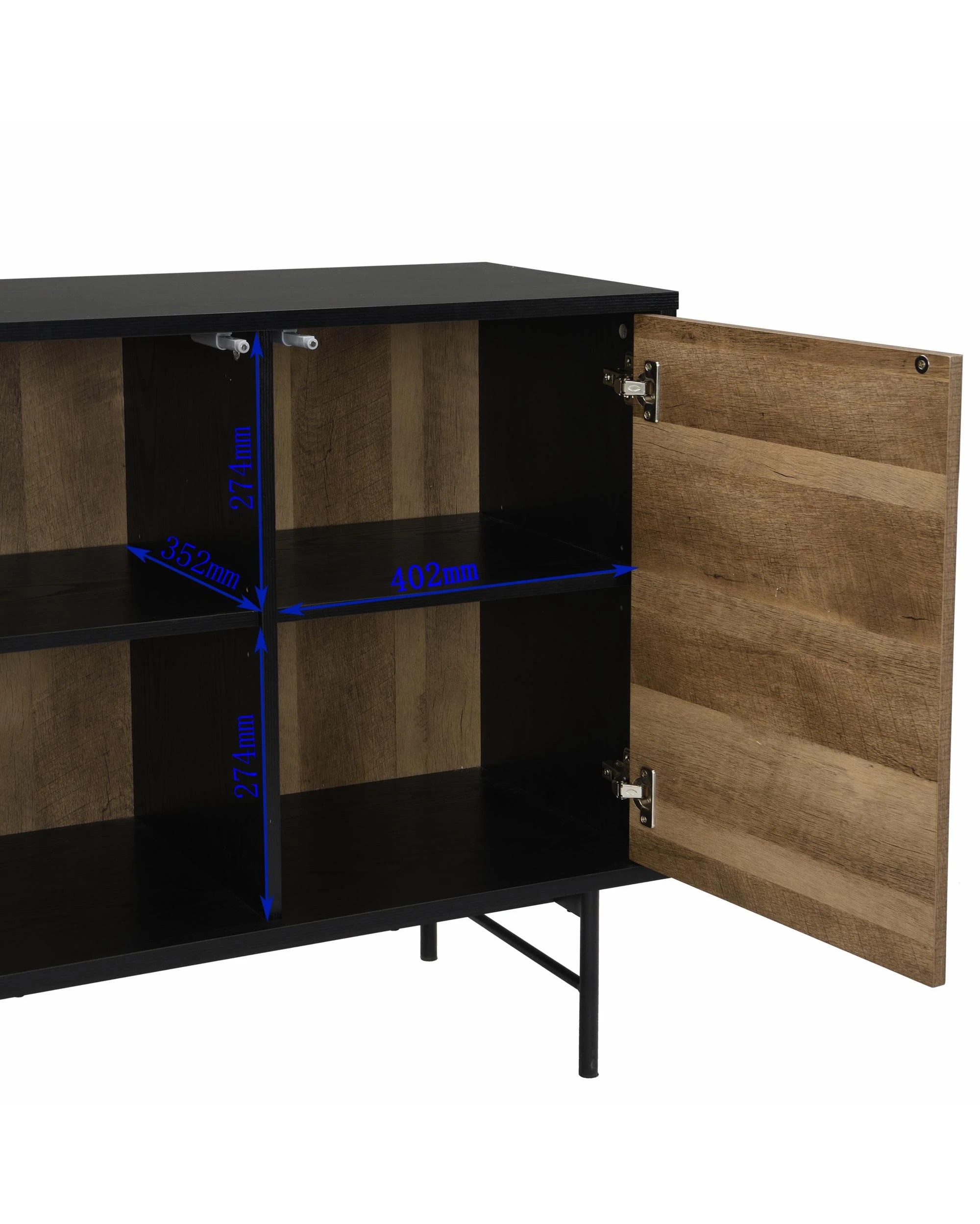 9 Kodu Buffet Sideboard Industrial Storage Cupboard 4 Doors - Black, 9 of 9