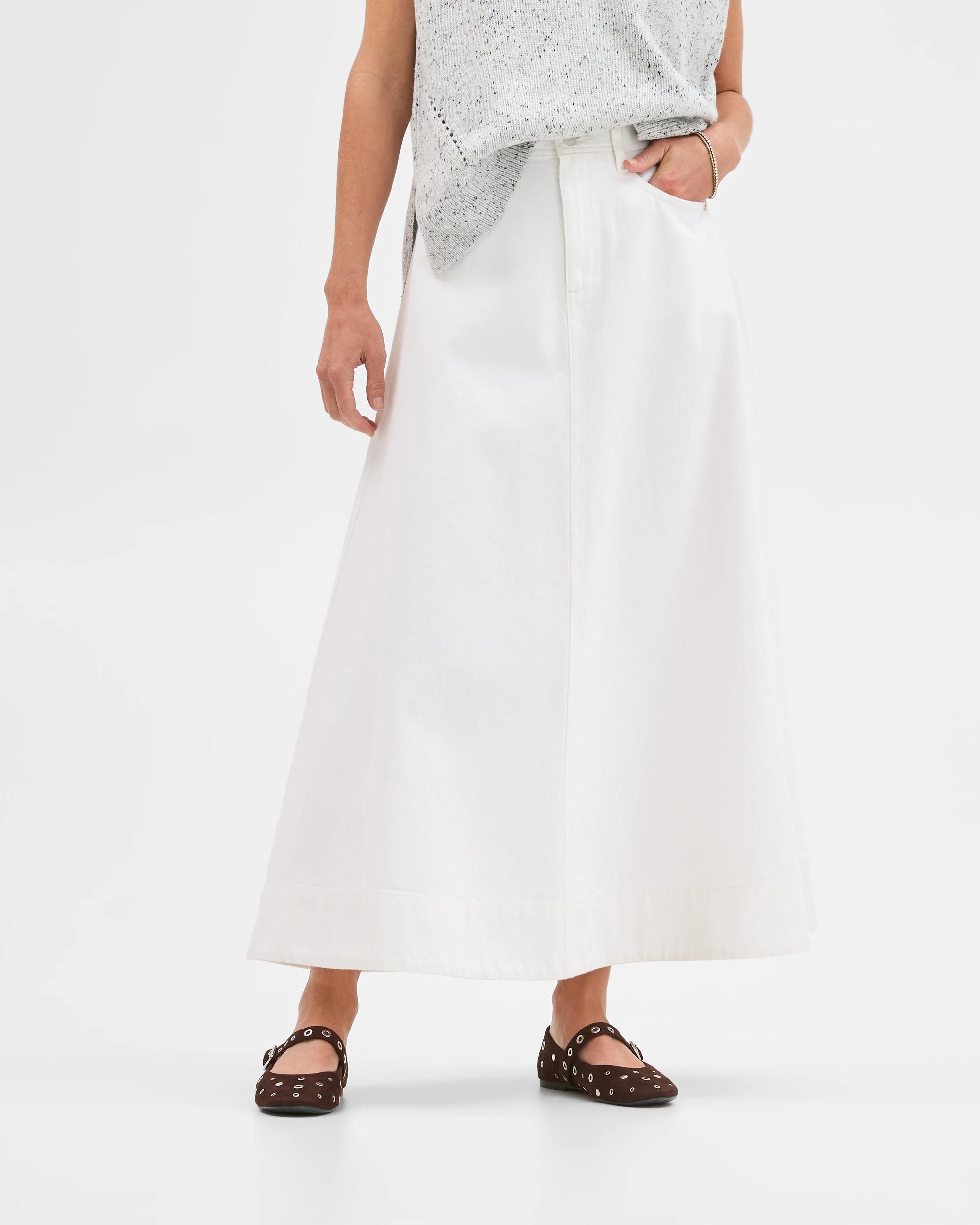 4 Target Denim Denim Maxi Skirt BLEACH WHITE, 4 of 7