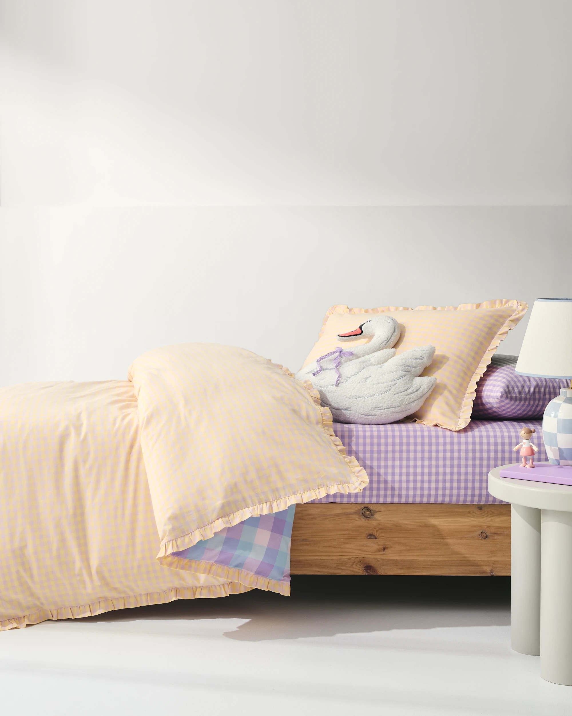 2 Target Grayson Gingham Cotton Ruffle Quilt Cover Set - Single Bed - Purple, 2 of 10
