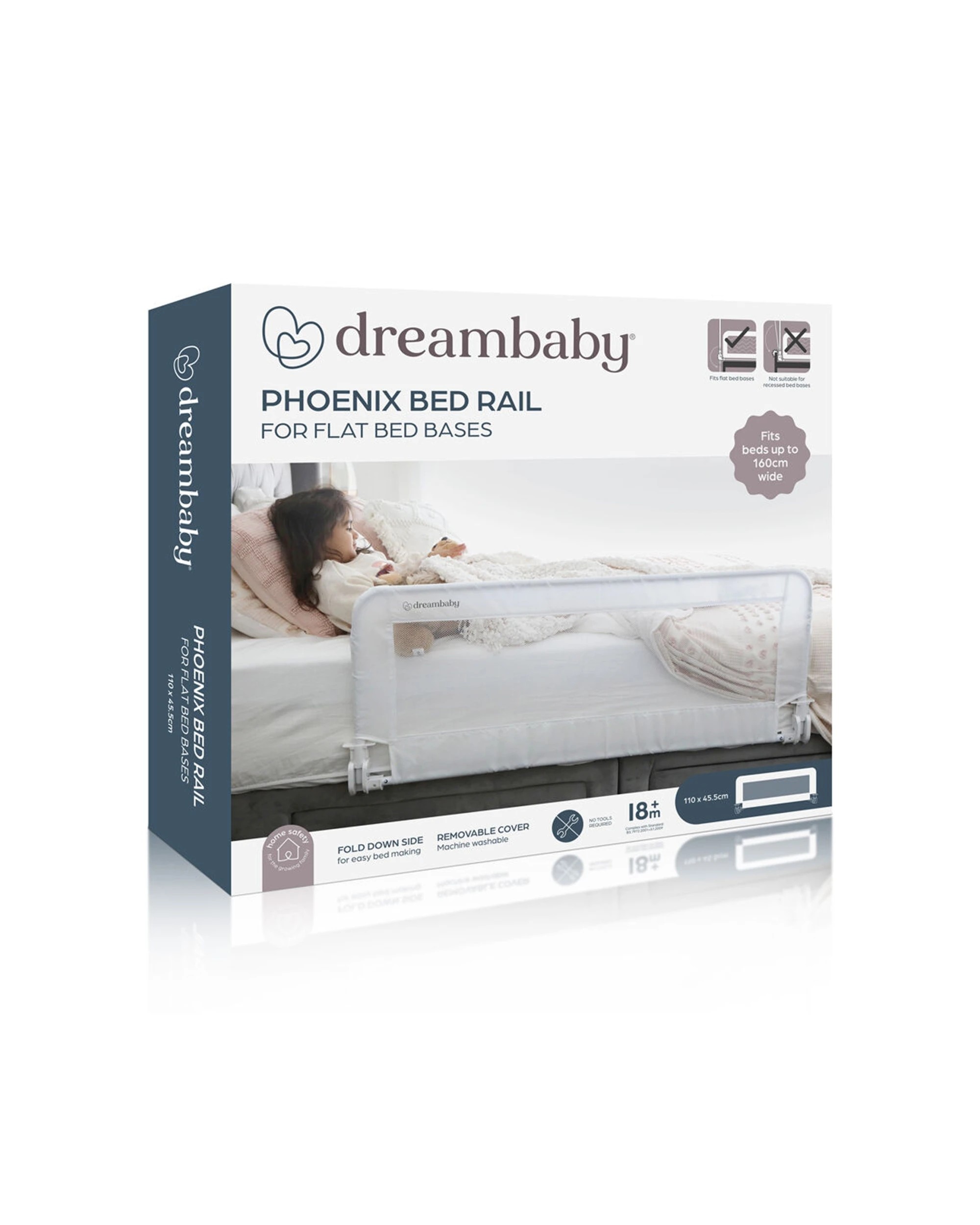 2 Dreambaby Kids Phoenix Mesh Adjustable Bed Rail 110x45.5cm - White, 2 of 2