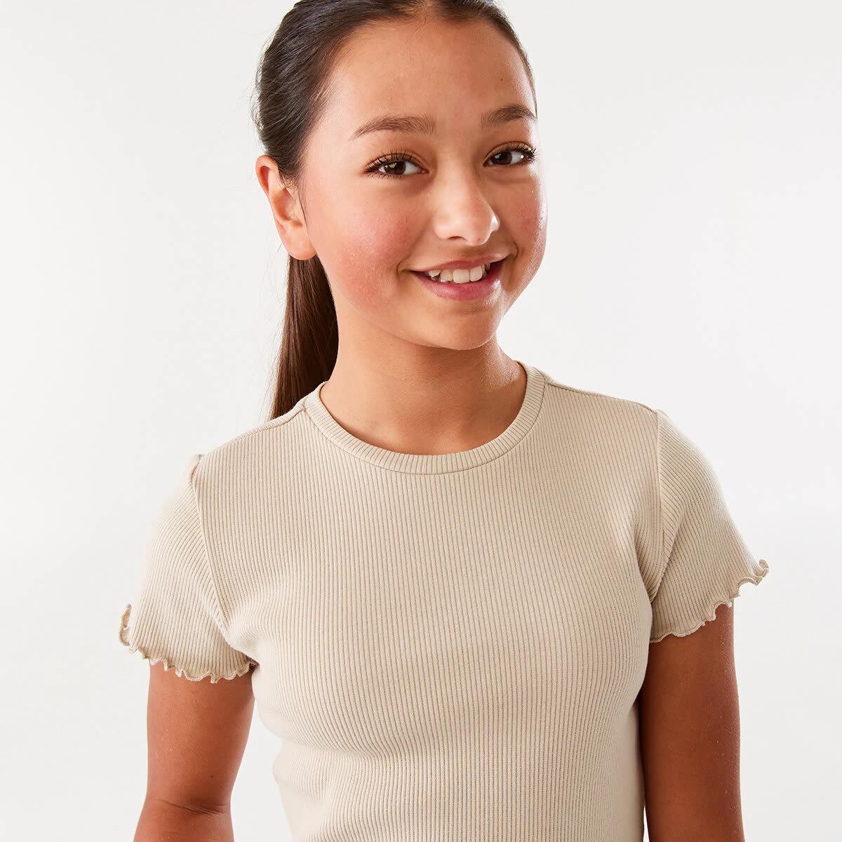 3 Short Sleeve Rib Top Bone Beige, 3 of 9
