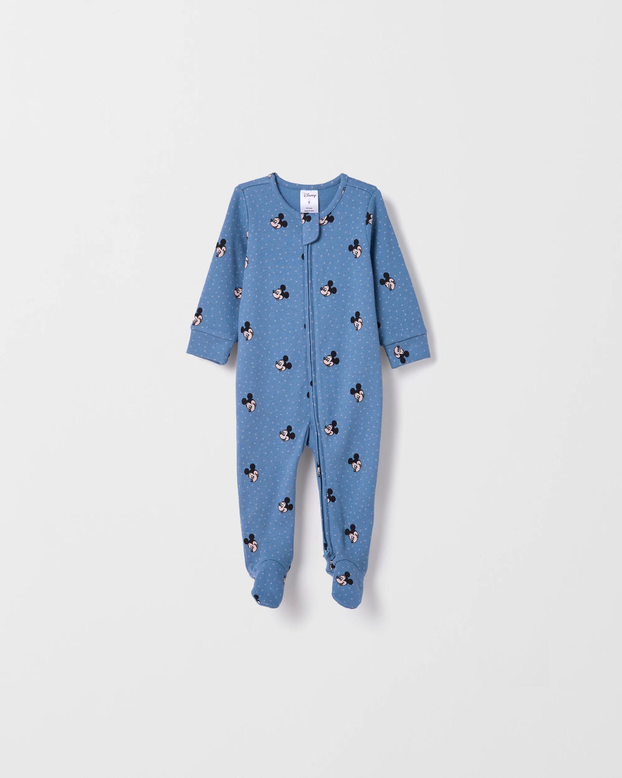 1 Disney Organic Cotton Baby Waffle Footed Zip Coverall MICKEY, 1 of 2