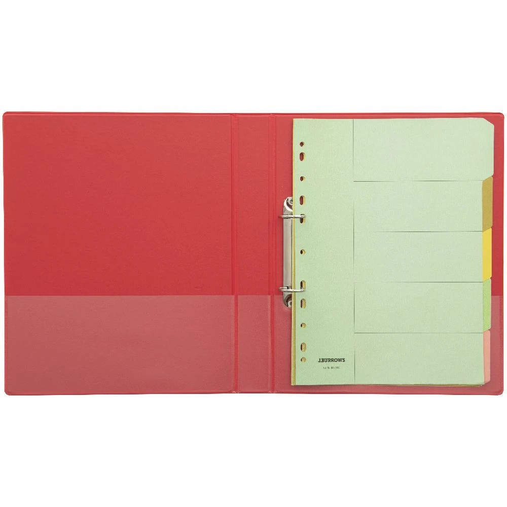 5 J.Burrows Insert Binder A4 2 D-Ring 25mm Red, 5 of 5