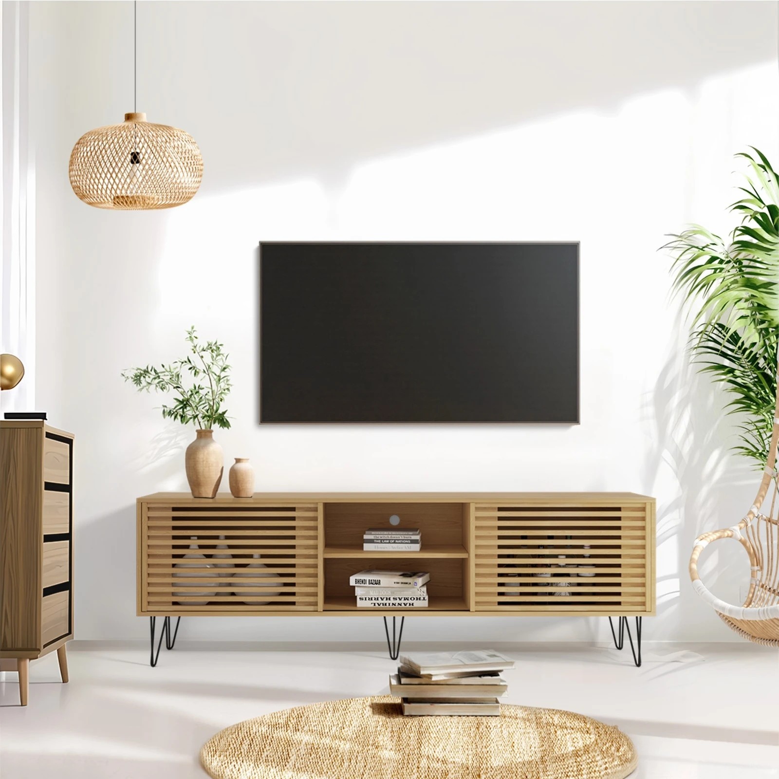 3 Oikiture Entertainment Unit Tv Cabinet 180cm
 - Natural, 3 of 9