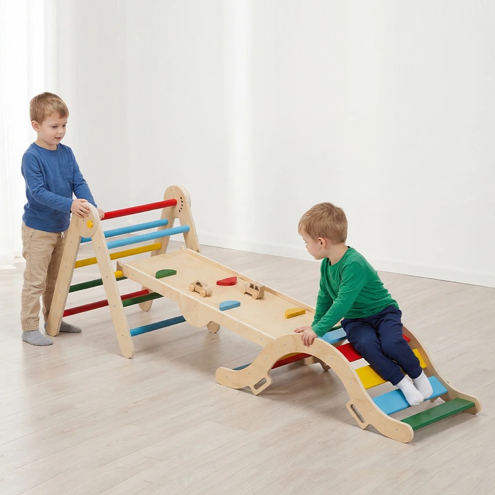 3 PlayPals 6-In-1 Pikler Triangle Set Foldable Montessori Climbing Toys Wooden - Multi, 3 of 3