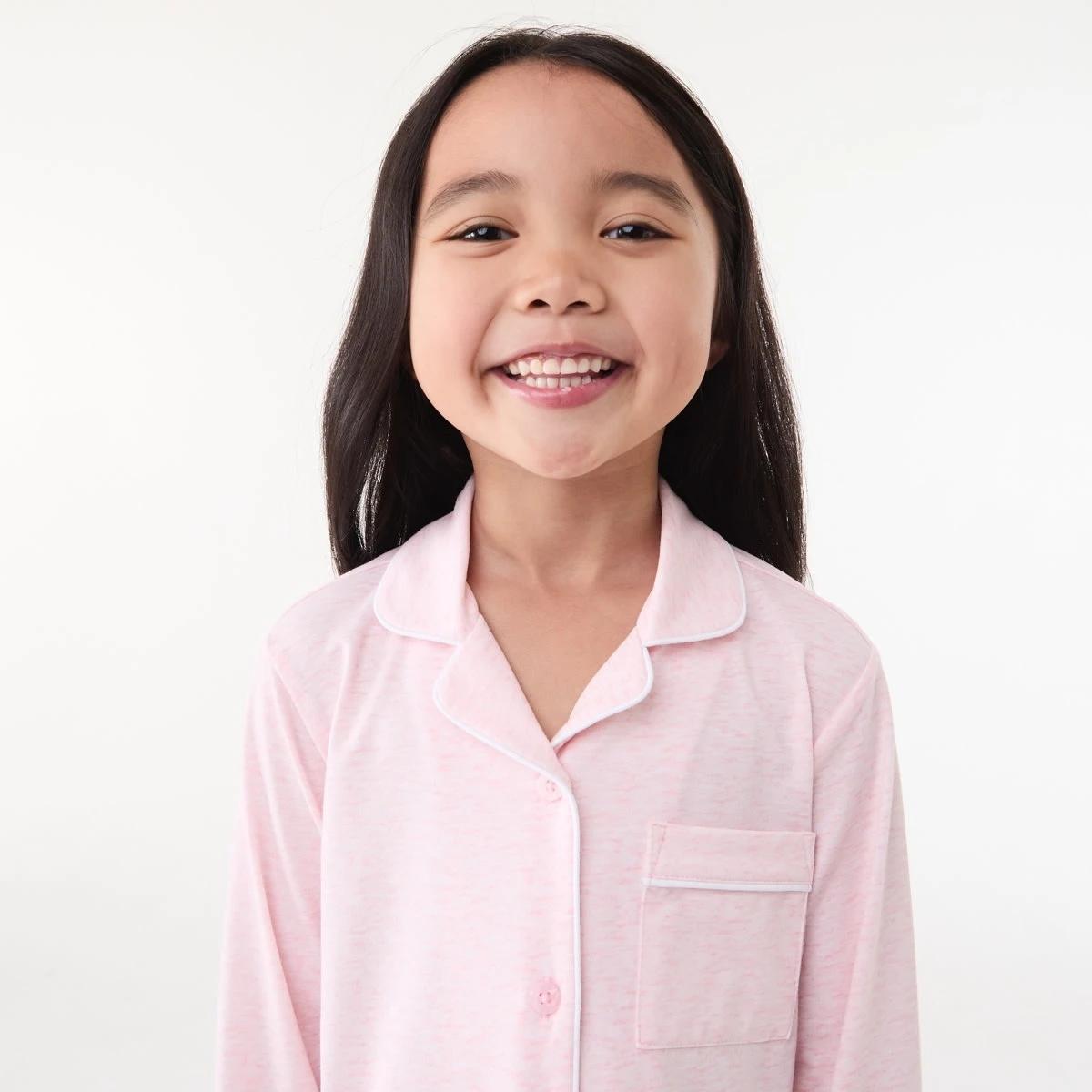 3 Button Through Pyjama Set Pnk Marle, 3 of 6