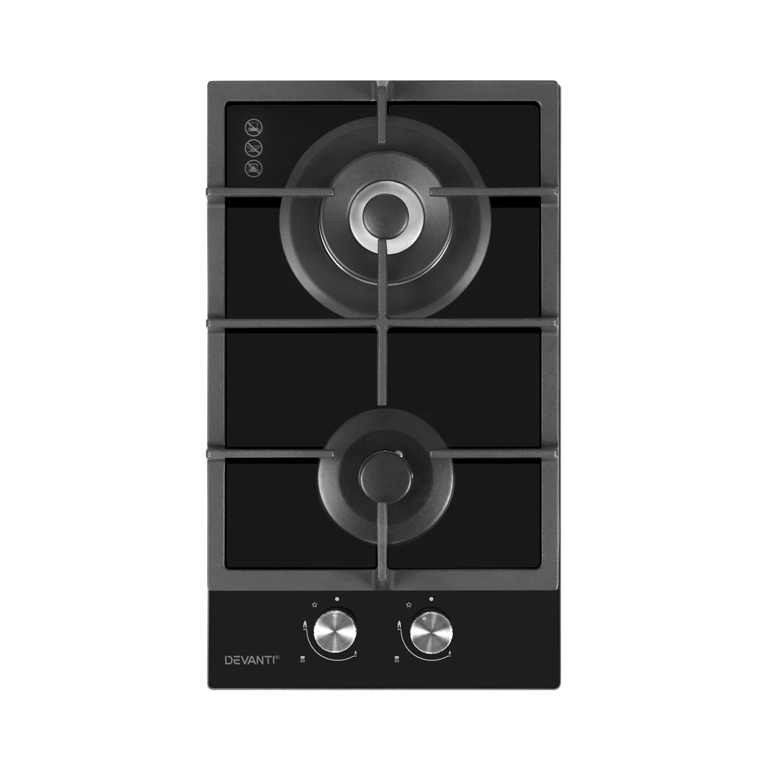 1 Devanti Gas Cooktop 30cm 2 Burner - Black, 1 of 2