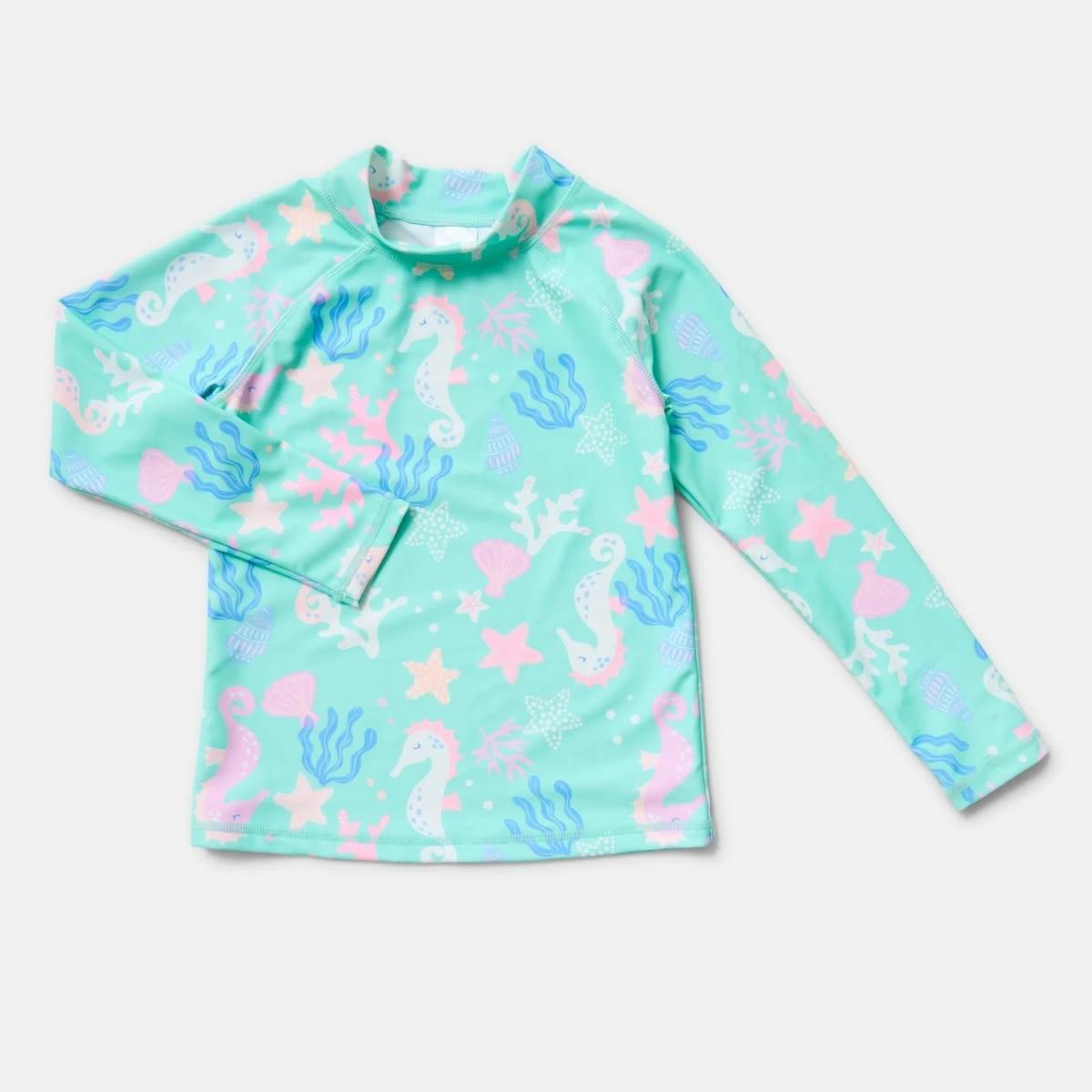 7 2 Piece Long Sleeve Rash Swim Set OCEAN TREASURES ARUBA BLUE, 7 of 10
