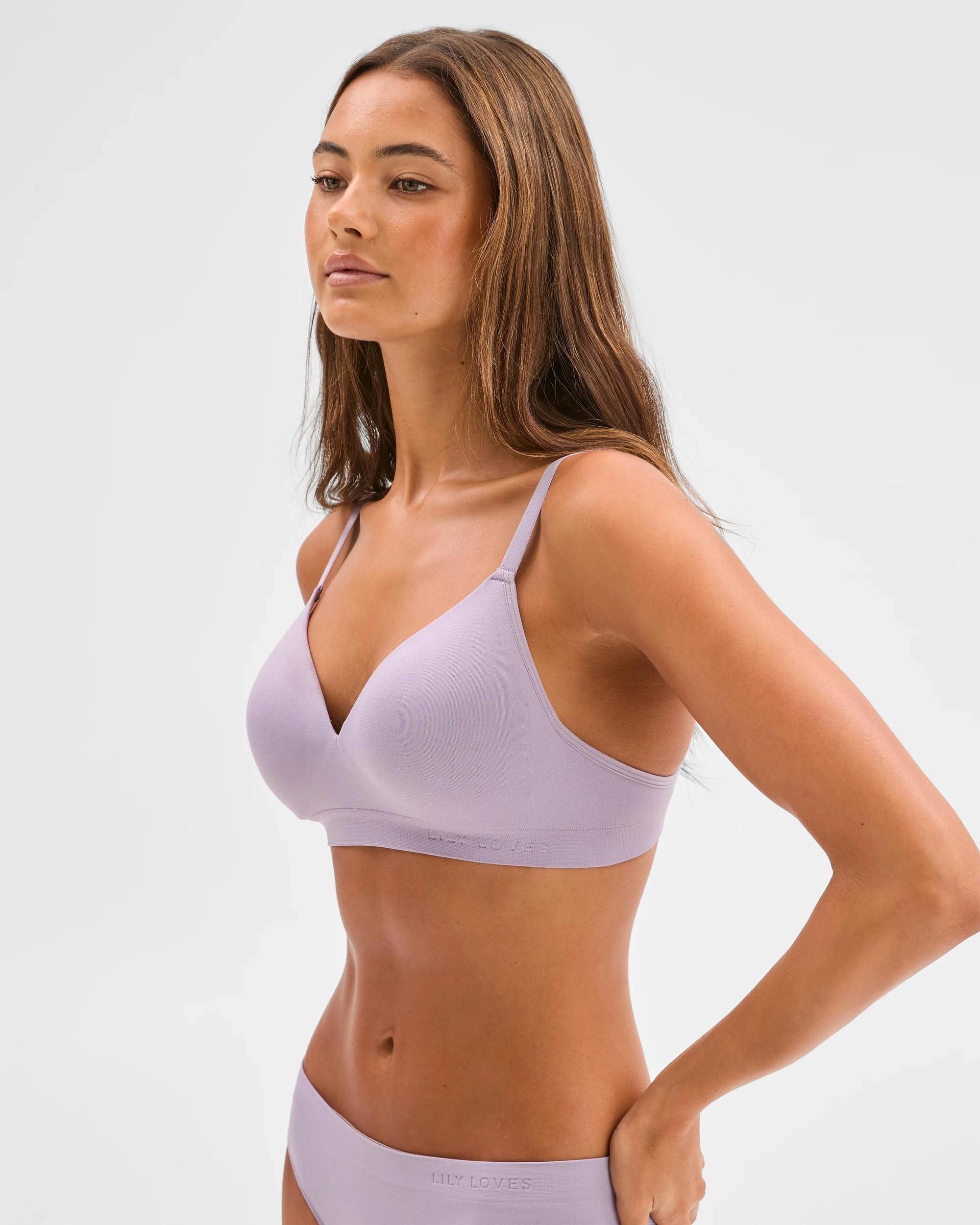 4 Lily Loves Seamfree Embossed Wirefree T-Shirt Crop Bra WISTERIA, 4 of 5
