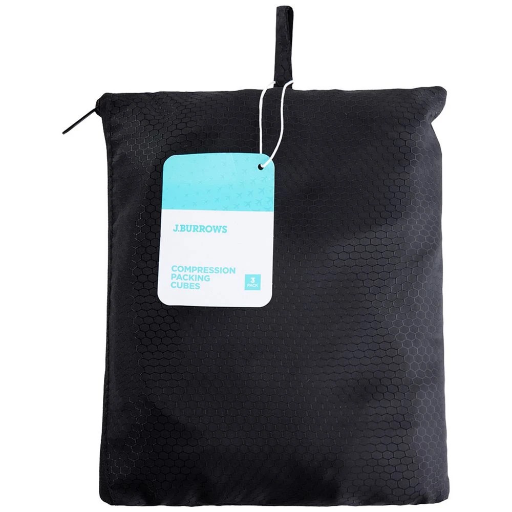 6 J.Burrows Compression Packing Cubes 3 Pack Black, 6 of 6