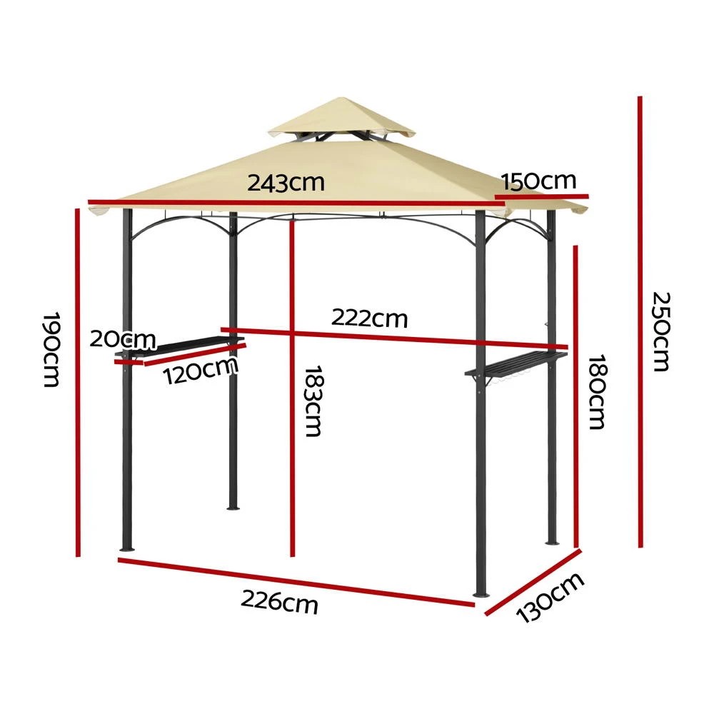 2 Instahut Gazebo Outdoor Patio Marquee BBQ Grill Shelter Garden Shade Hooks - Beige, 2 of 6
