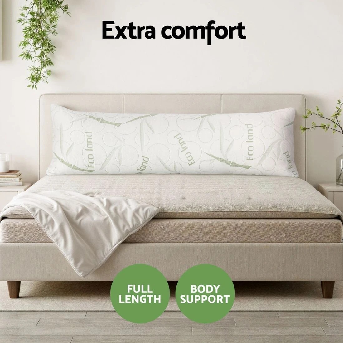 7 Giselle Bedding Body Support Pillow Bamboo Cover Durable Space Saving Modern Decor Easy Assembly Sturdy
 - white, 7 of 10