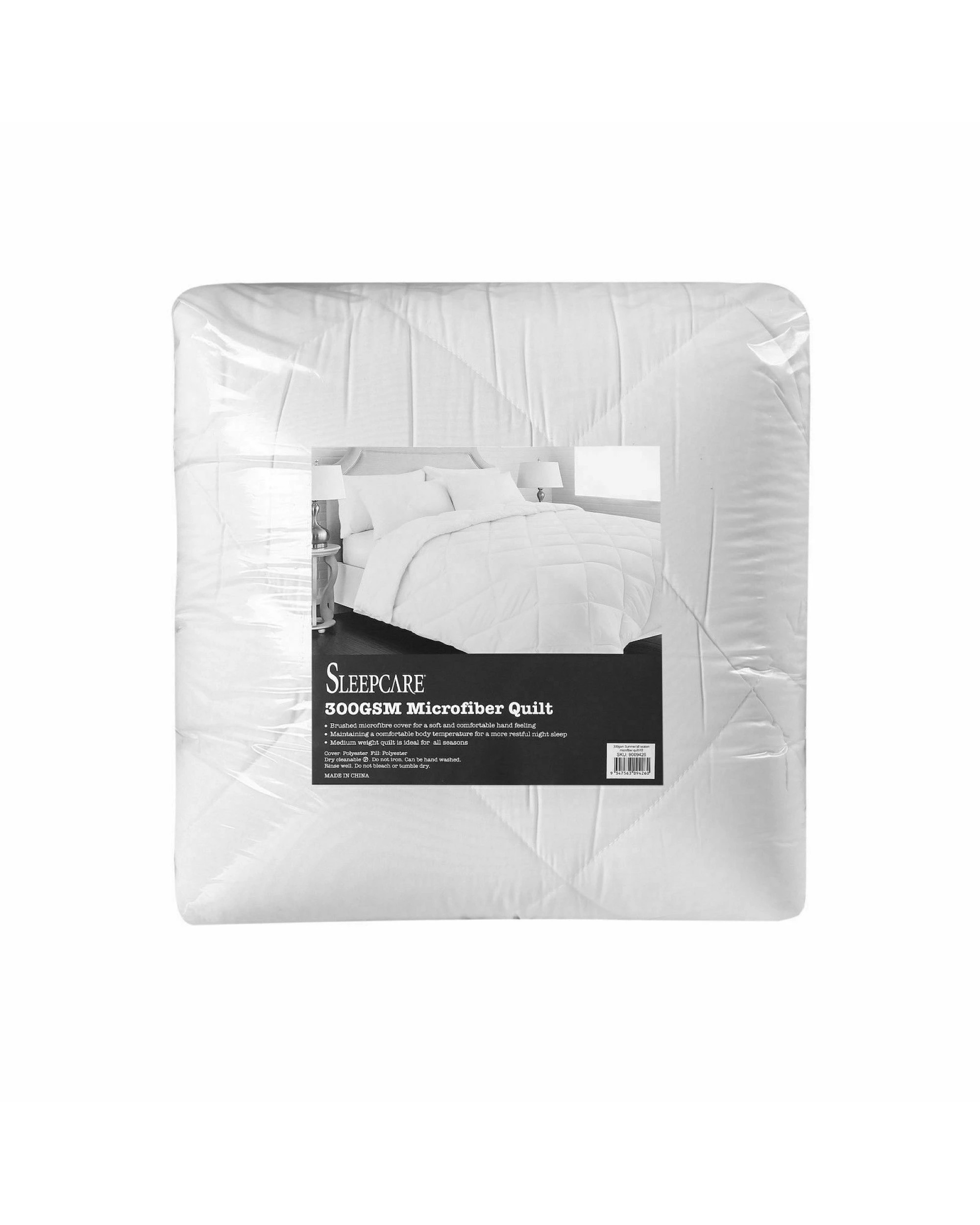 4 Sleepcare 300GSM All Season Microfibre Quilt - Queen Bed - White, 4 of 4
