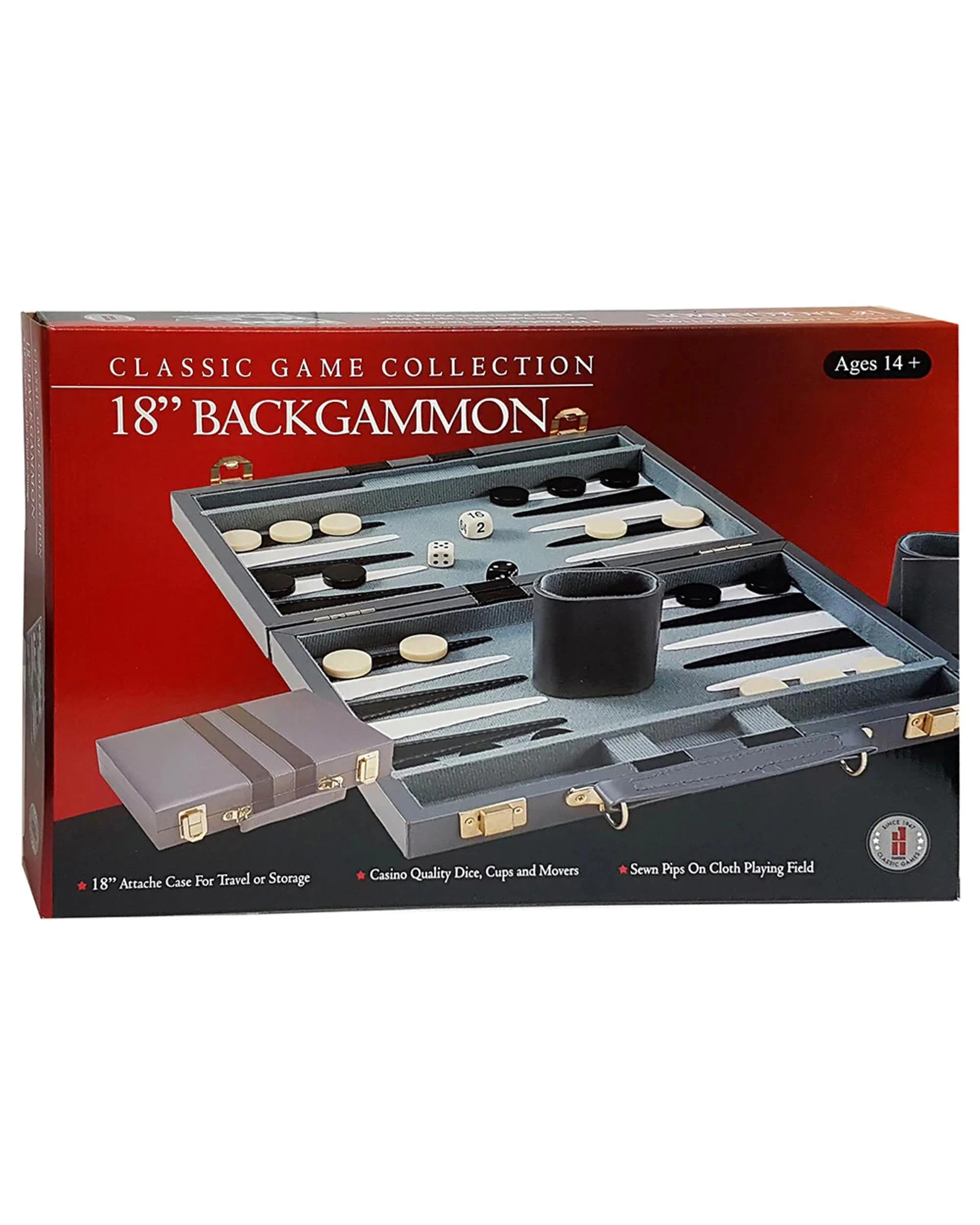 1 Backgammon 18 inch Vinyl Case Board Game, 1 of 2
